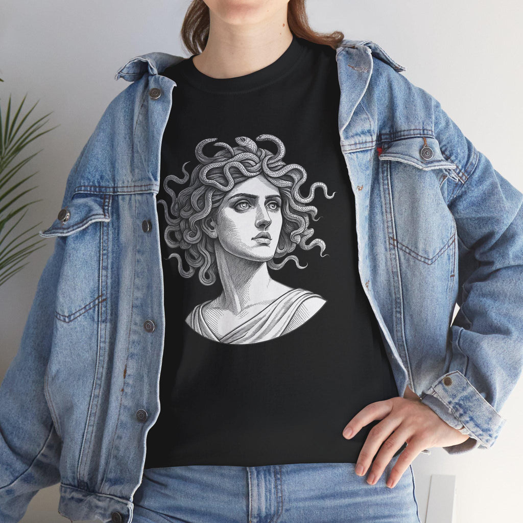 Medusa Graphic Tee: Hand-Drawn Gothic Fantasy Unisex Shirt