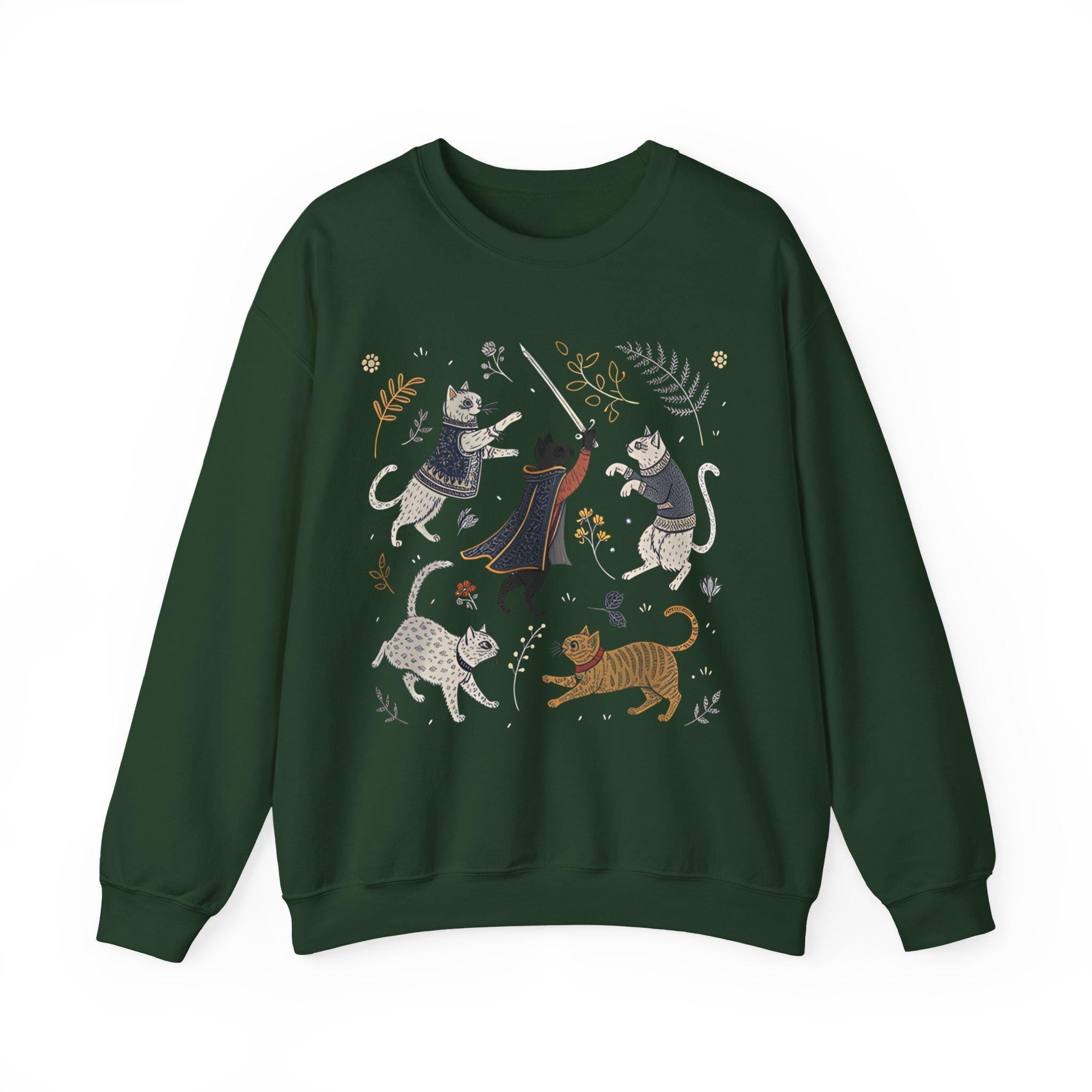 Castlecore Cats Crewneck Sweatshirt | Medieval Graphic