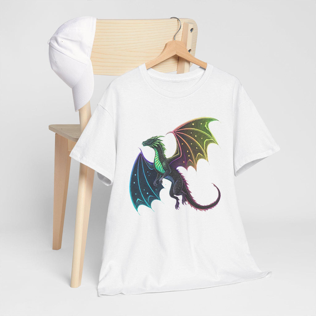 Cosmic Neon Dragon T-Shirt: Castlecore Medieval Fantasy Tee