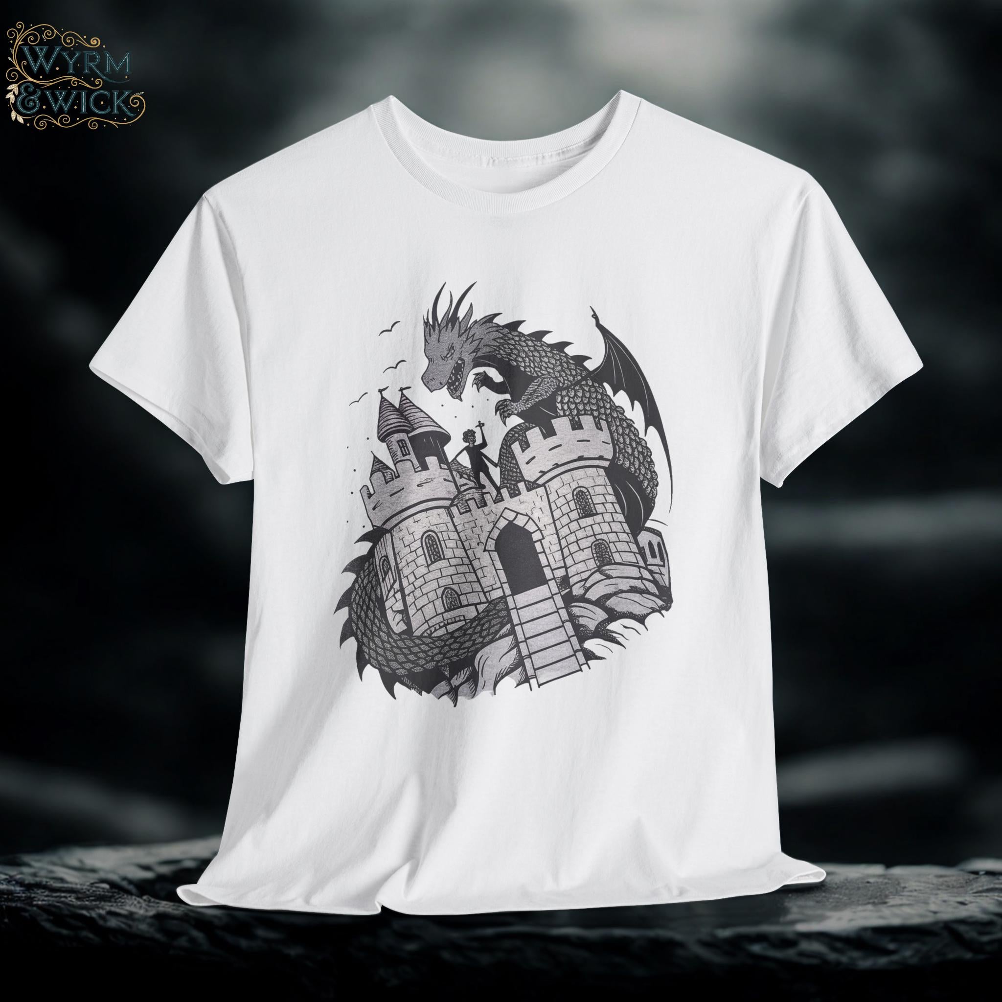 Dragon Castle Graphic Tee: Medieval Fantasy Shirt
