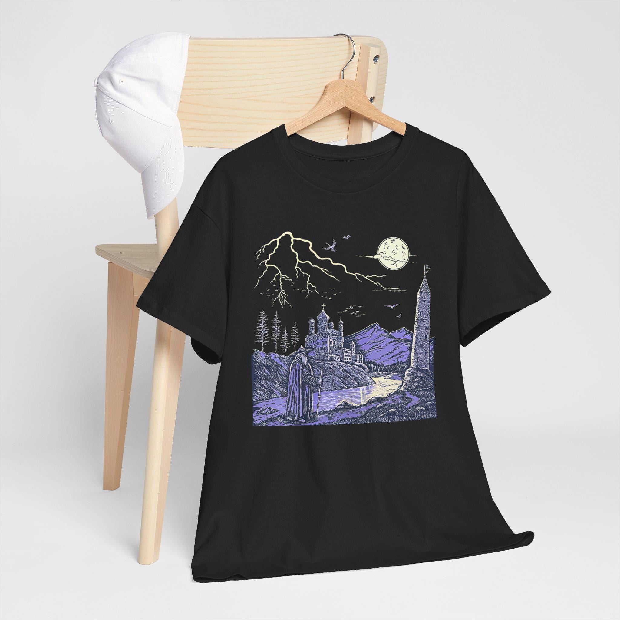 Medieval Wizard Graphic Tee: Dark Gothic Castlecore Cotton Shirt
