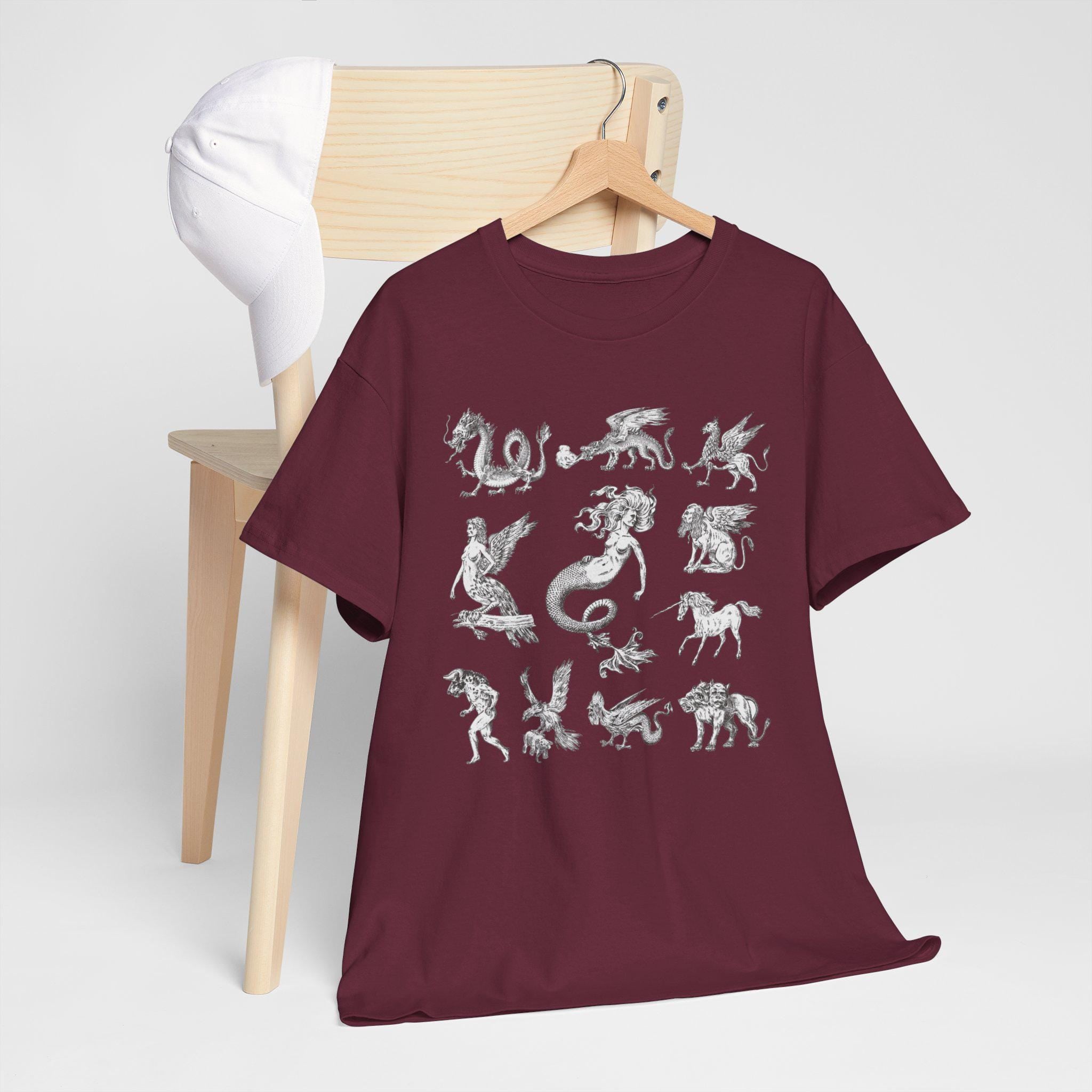 Castlecore Mythical Creatures Graphic Tee, Mystic Fantasy Shirt, Hand Drawn Unisex T-Shirt