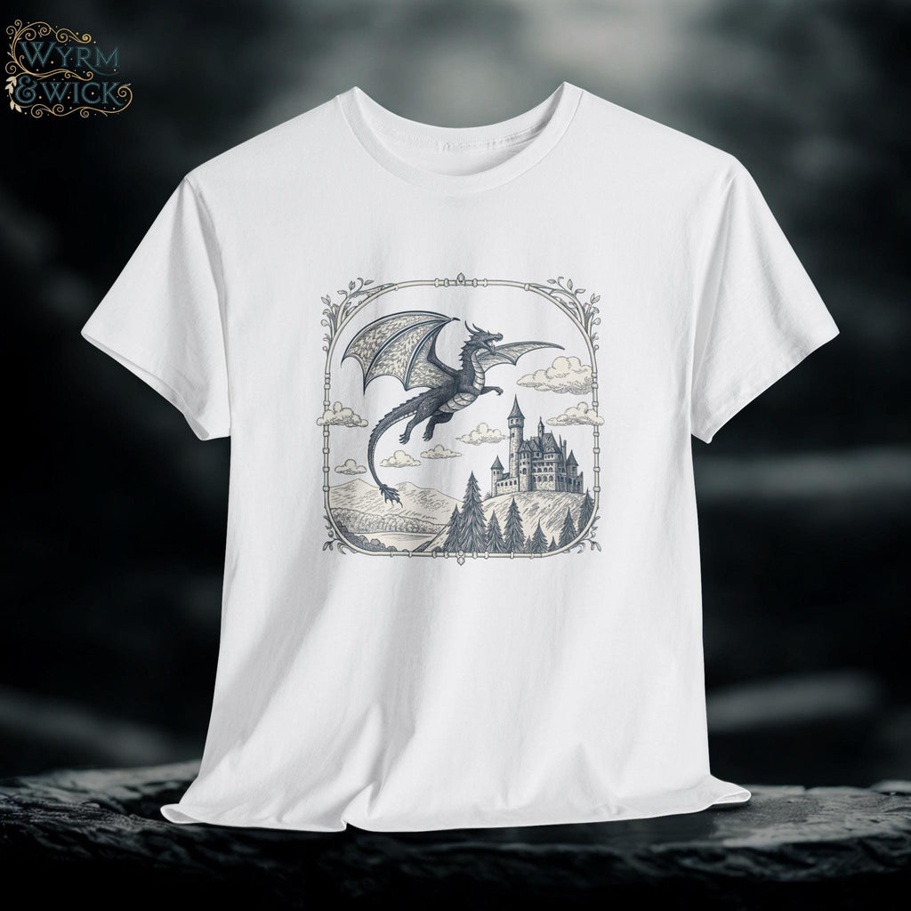 Dragon Castle Graphic Tee: Unisex Fantasy T-Shirt