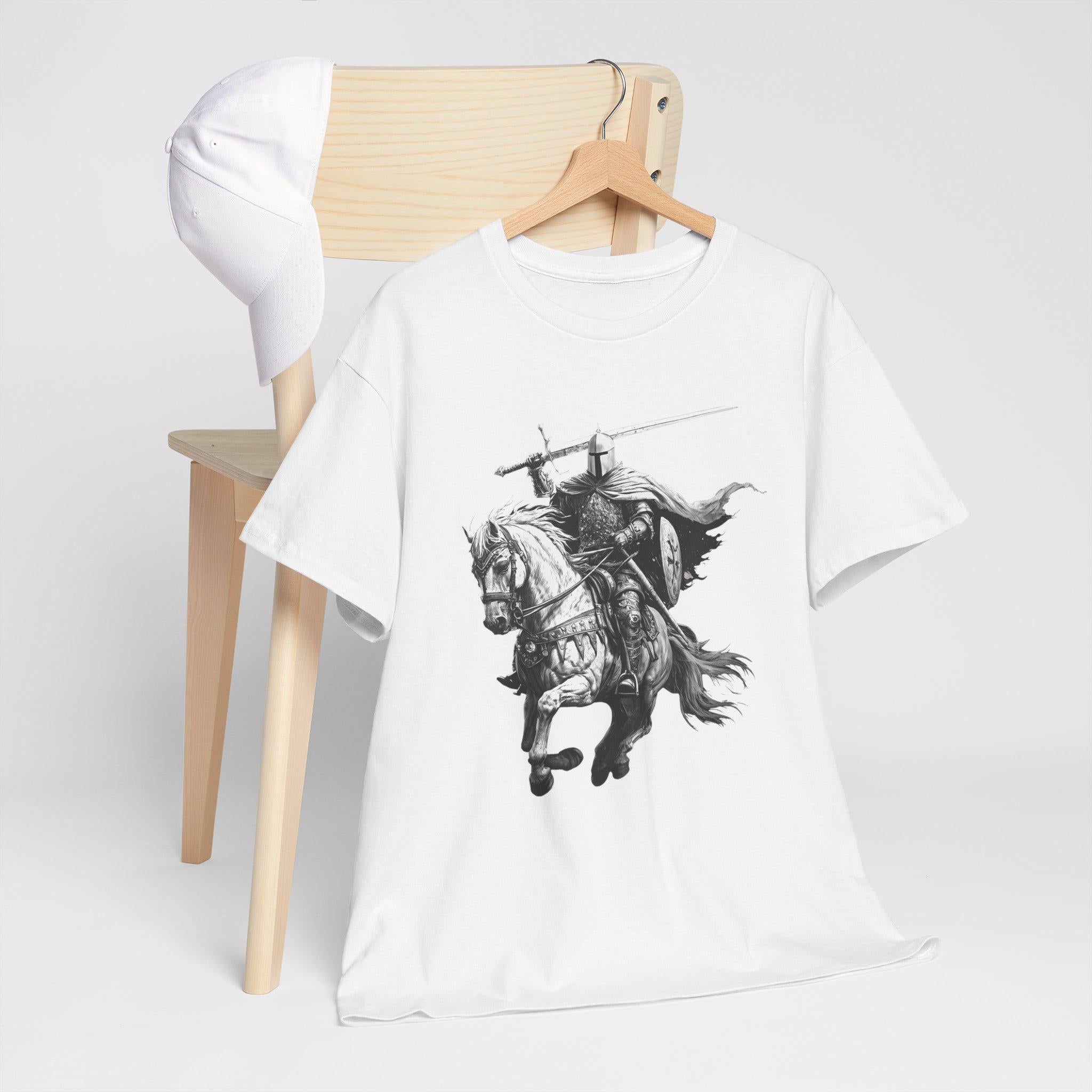 Medieval Knight on Horseback T-Shirt | Hand-Drawn Fantasy Graphic Tee