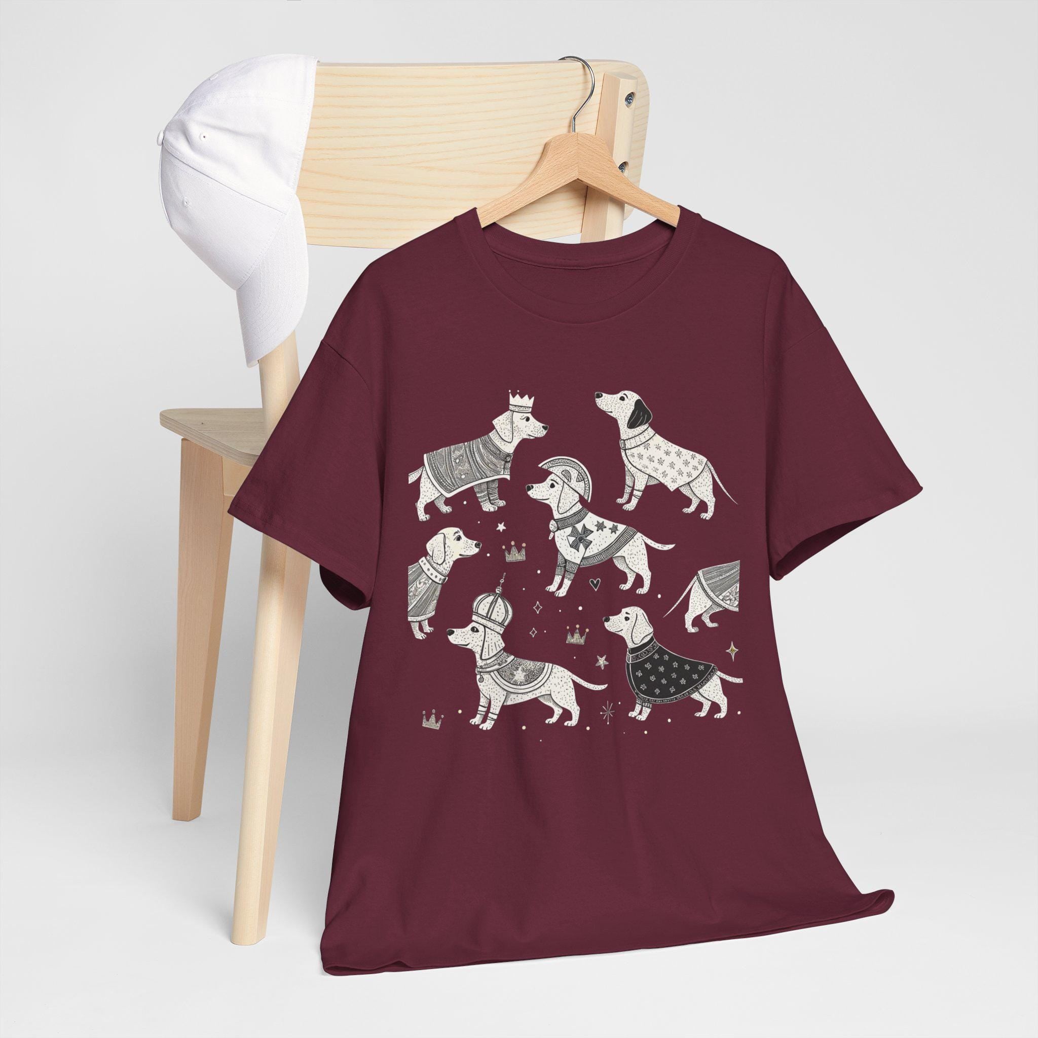 Medieval Dogs Graphic Tee: Renaissance Faire White Ink T-Shirt