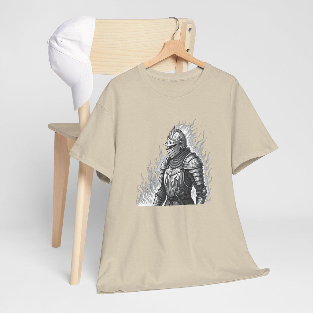 Flaming Knight Graphic Tee: Medieval Fantasy Unisex T-Shirt