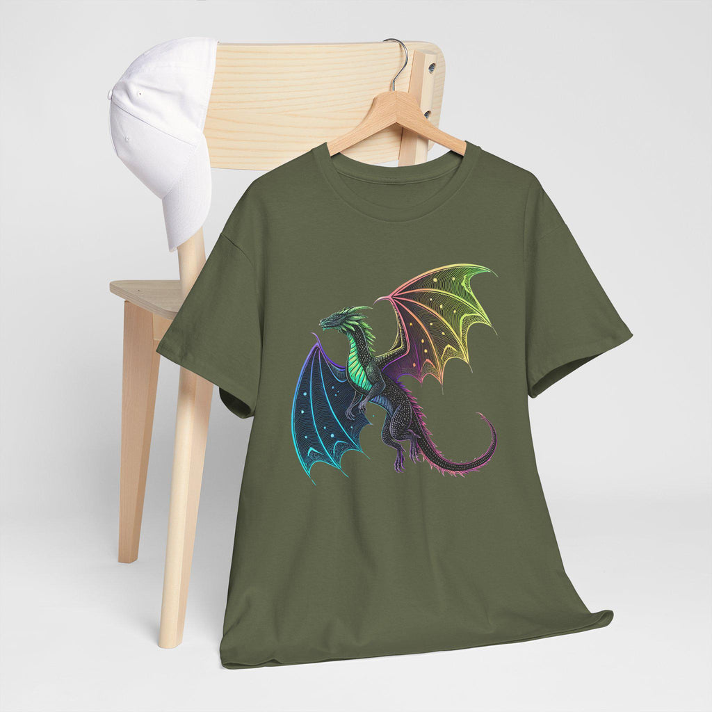 Cosmic Neon Dragon T-Shirt: Castlecore Medieval Fantasy Tee