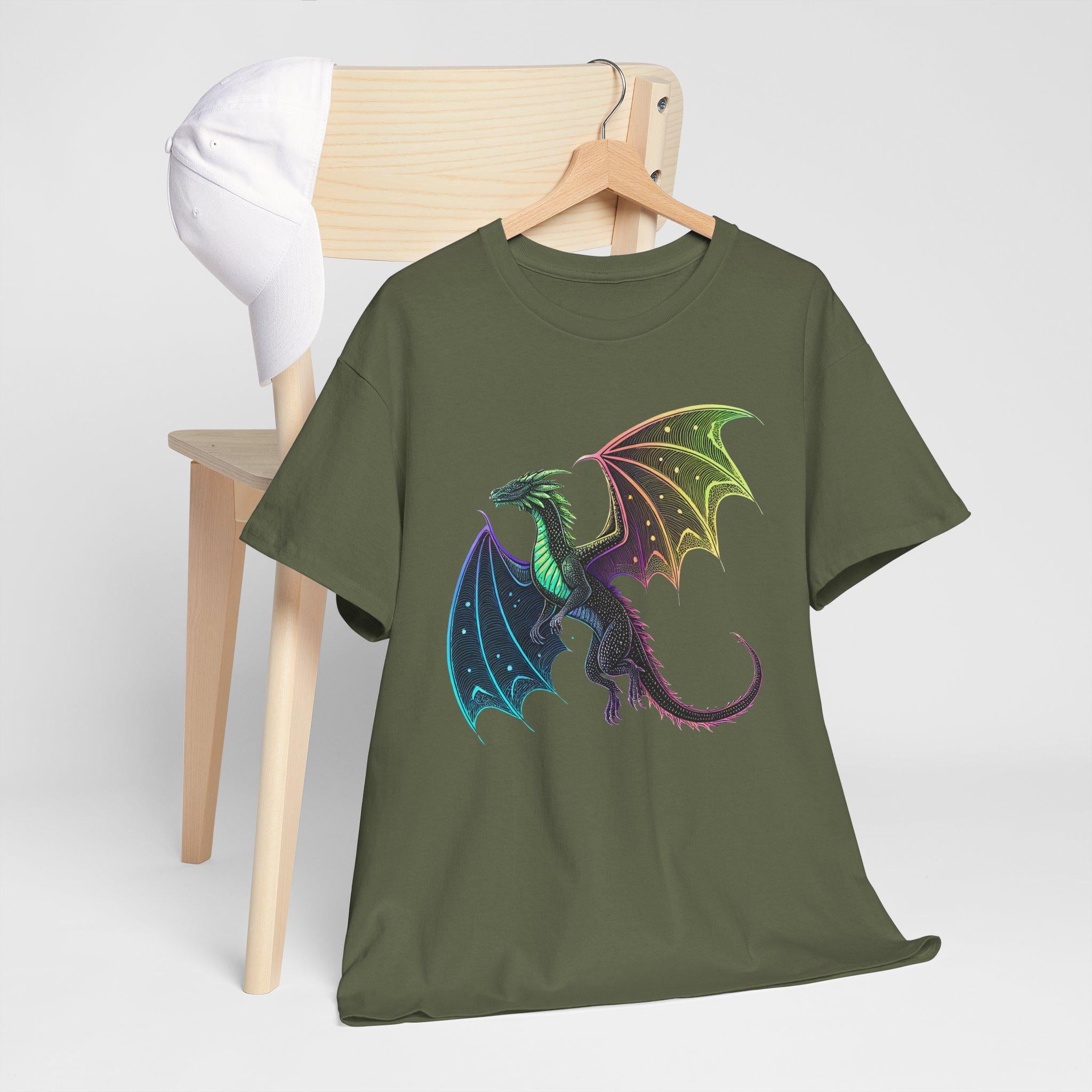 Cosmic Neon Dragon T-Shirt: Castlecore Medieval Fantasy Tee