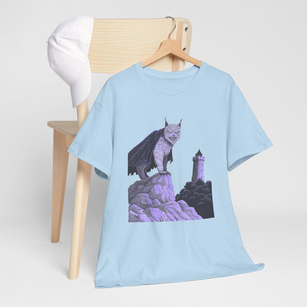 Medieval Castlecore Cat Graphic Tee, Monochromatic Fantasy T-Shirt