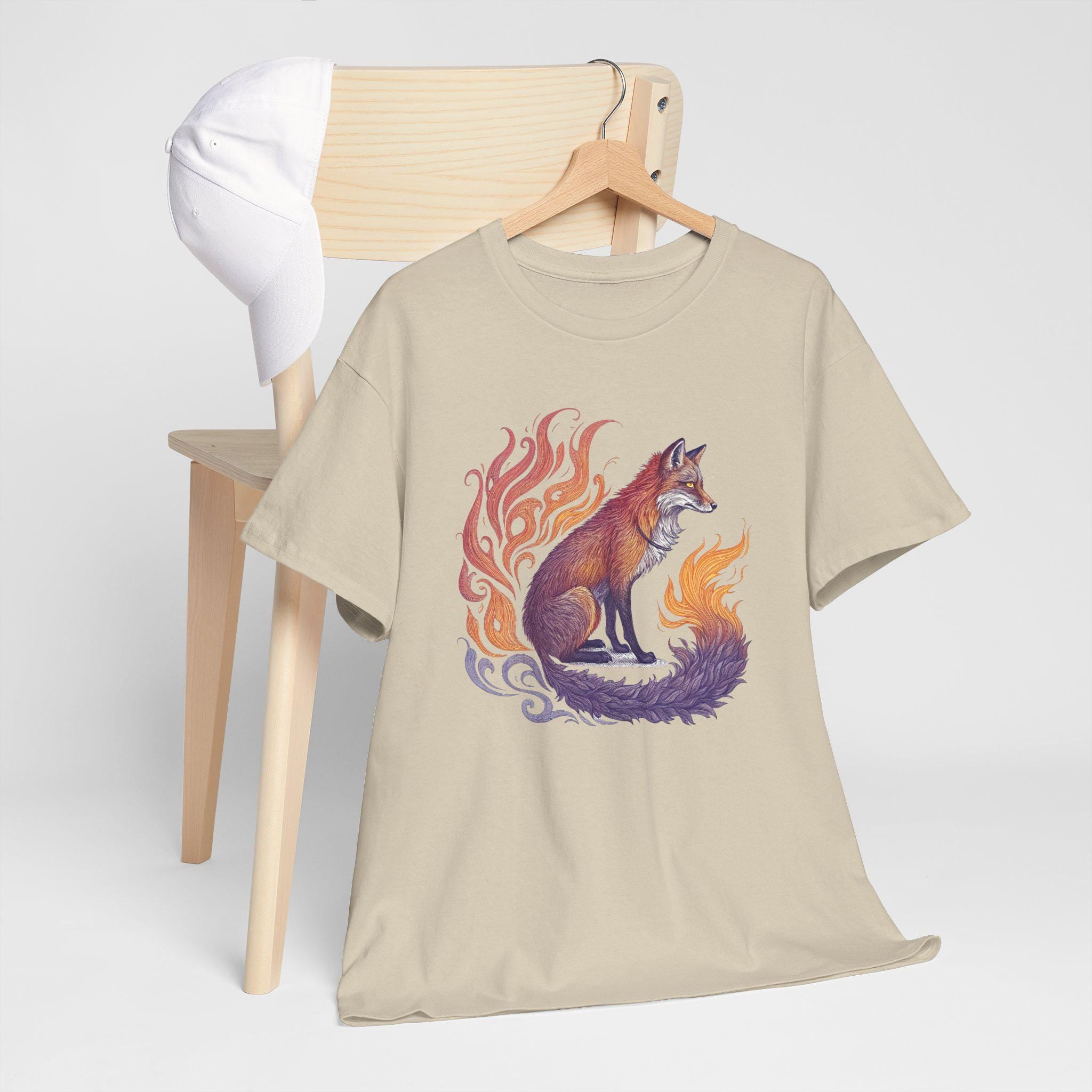 Mystical Fox Graphic Tee: Flamebound Fantasy Unisex T-Shirt