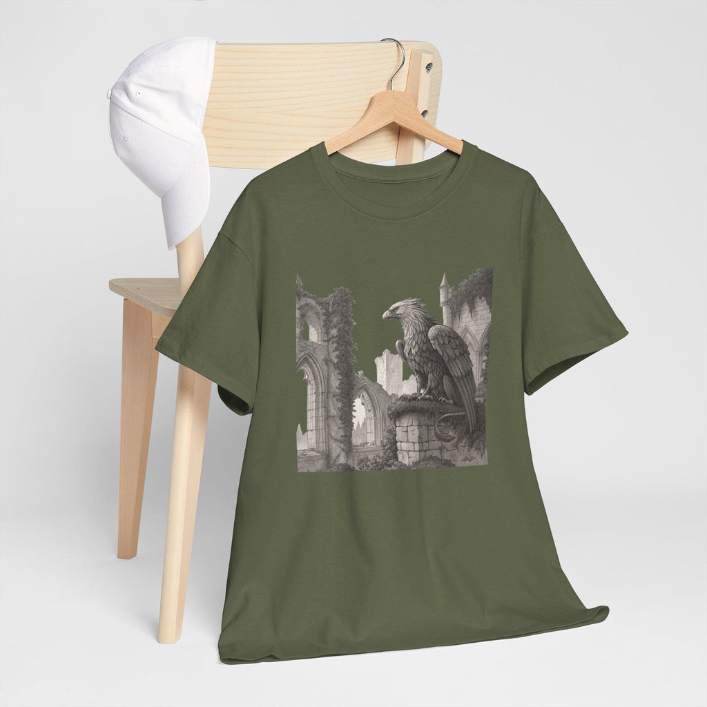 Griffin Gothic Ruins Tee: Medieval Fantasy Graphic Unisex Shirt