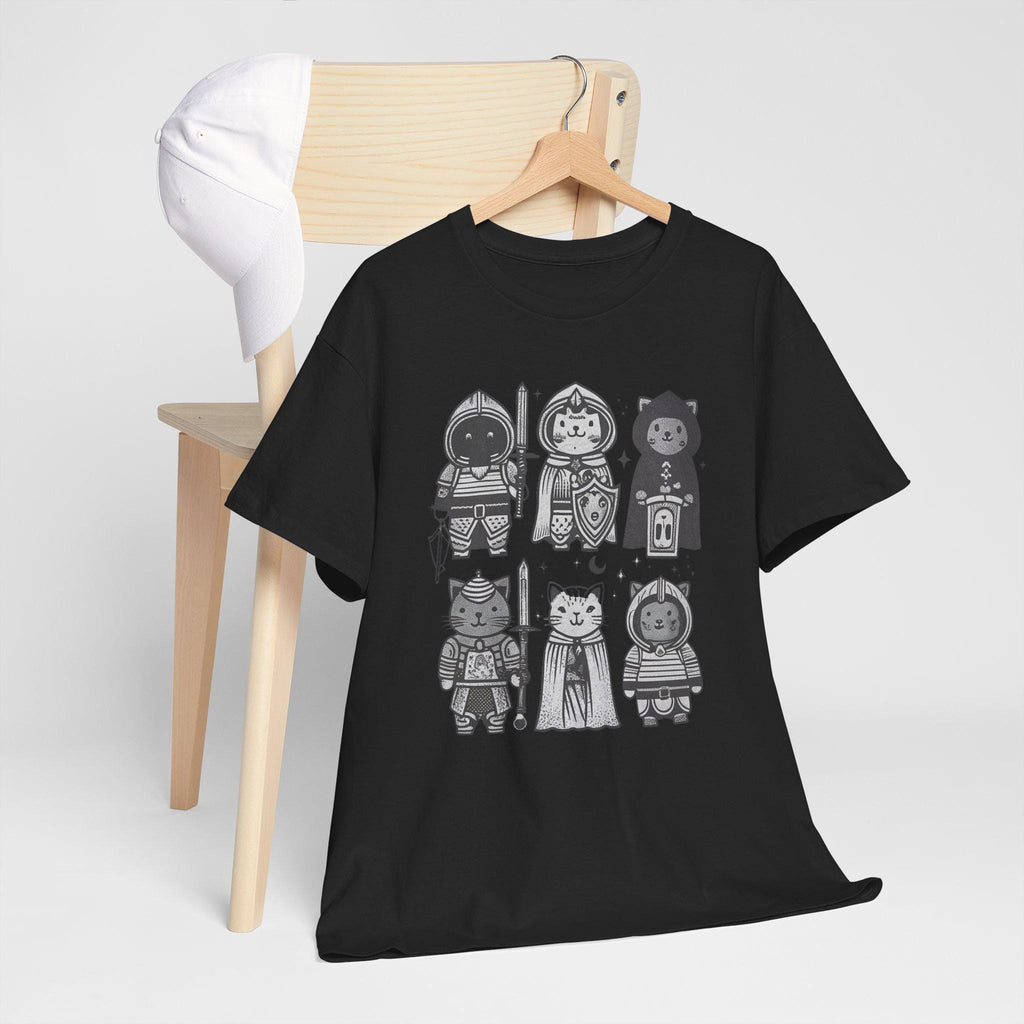 Medieval Cats Graphic Tee: Hand-Drawn Mystical Feline Shirt