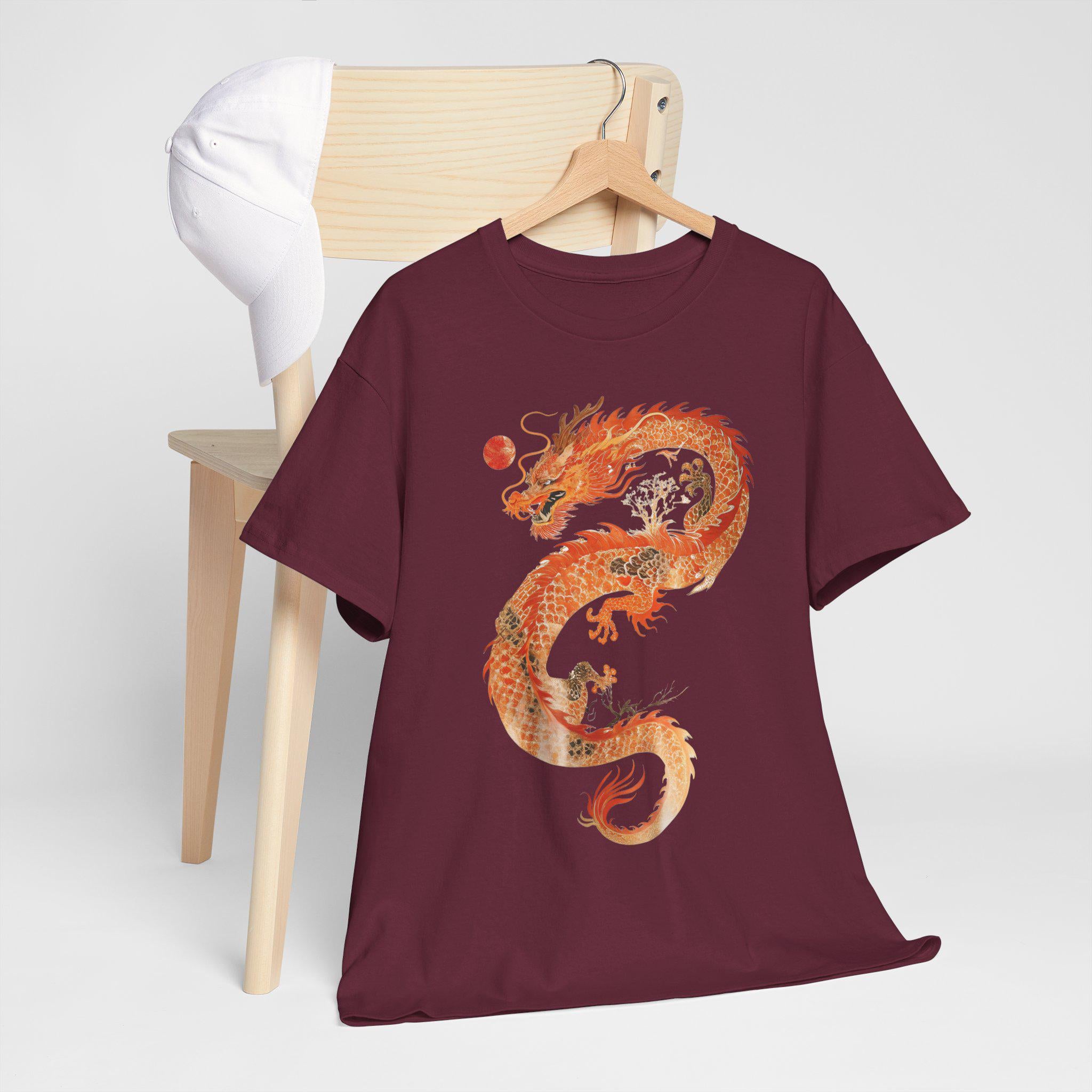 Japanese Dragon Graphic Tee: Mythical Fire-Breathing Unisex T-Shirt