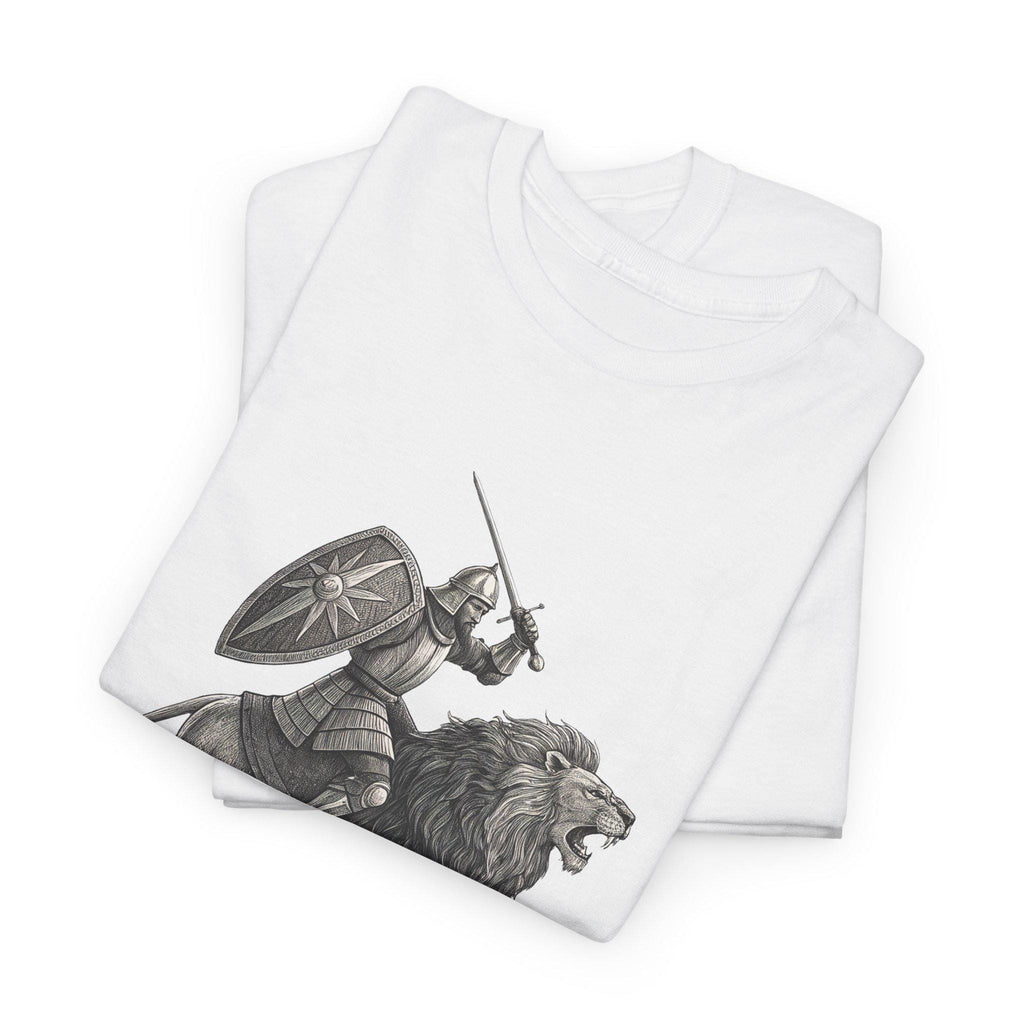 Knight and Lion Graphic Tee: Medieval Fantasy Unisex T-Shirt
