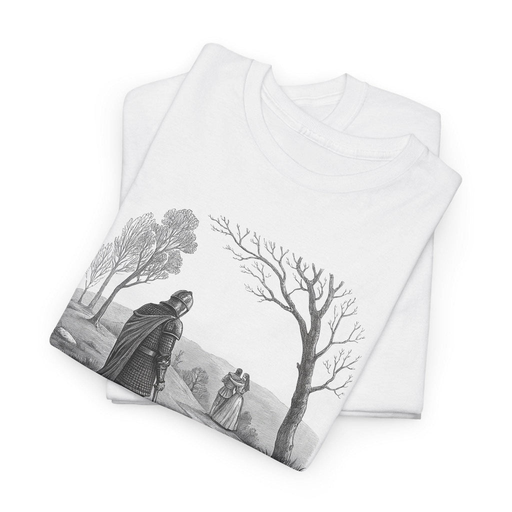 No Maidens Medieval Tee: Funny Hand-Drawn Graphic, Renaissance Knight