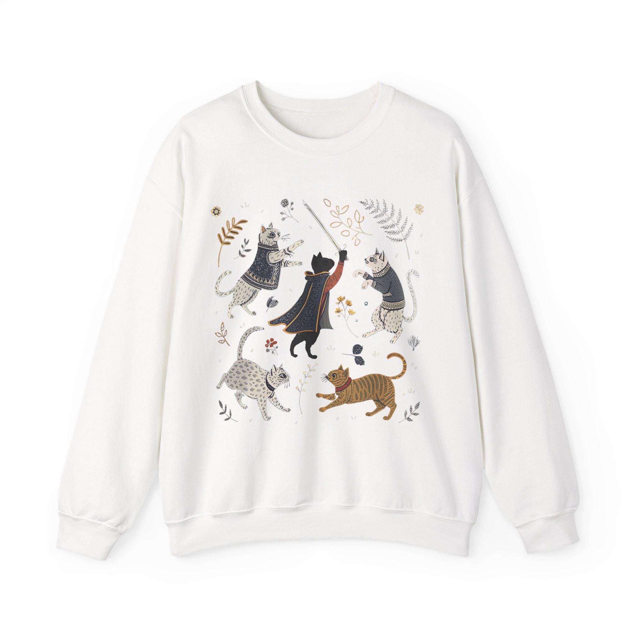 Castlecore Cats Crewneck Sweatshirt | Medieval Graphic