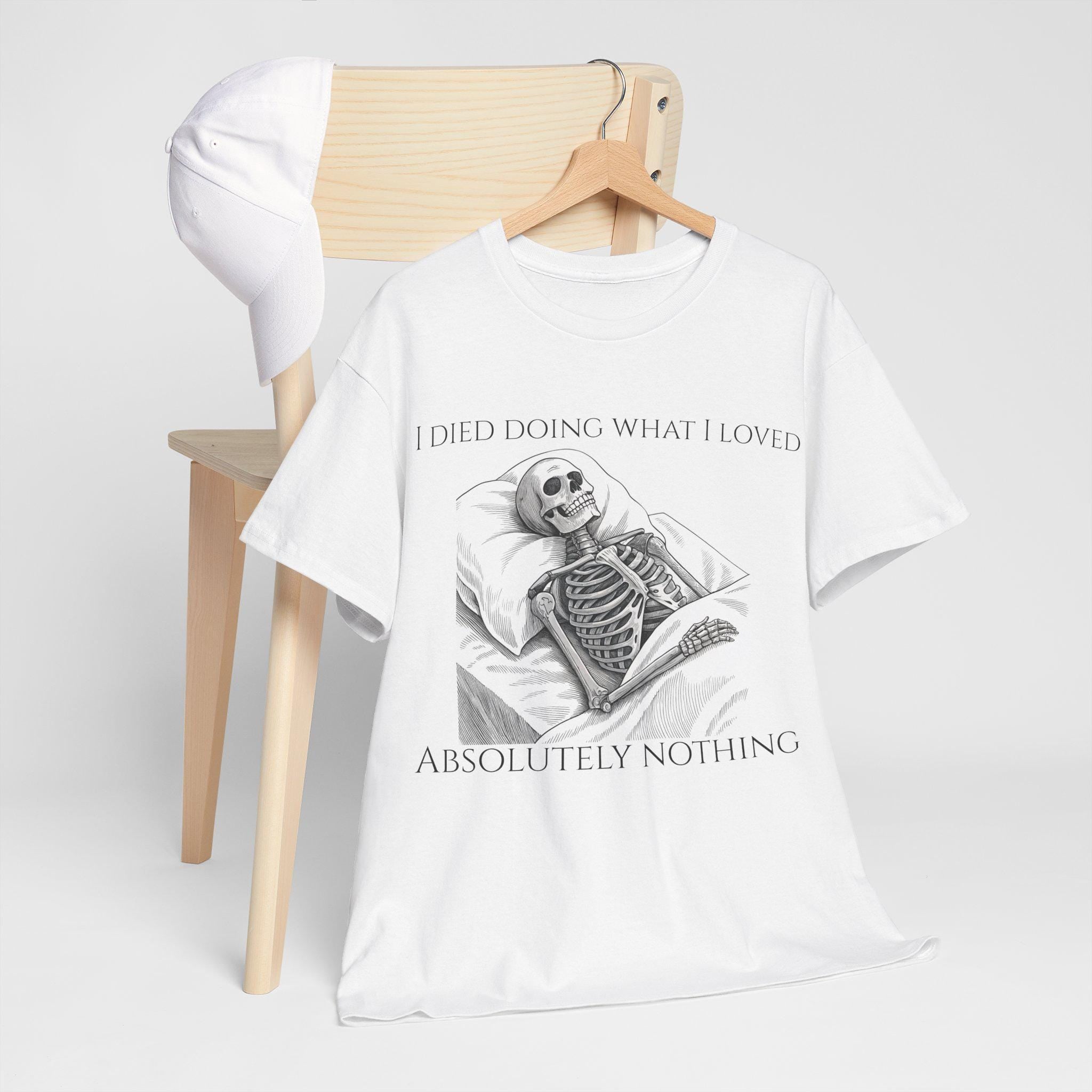Funny Gothic Skeleton Graphic T-Shirt: Dark Humor Novelty Tee