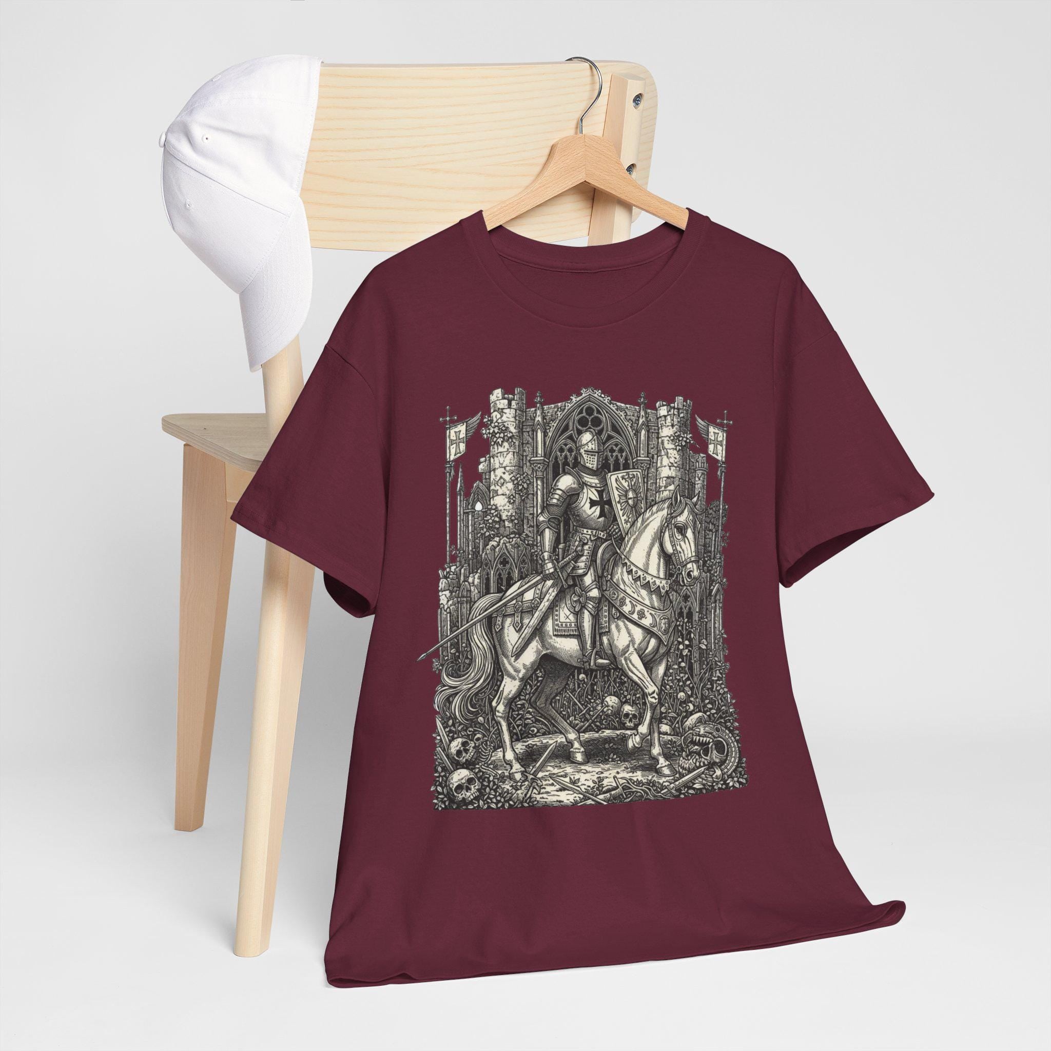 Knight Cavalry Riding Horse T-Shirt | Castlecore Medieval Armor Graphic Tee
