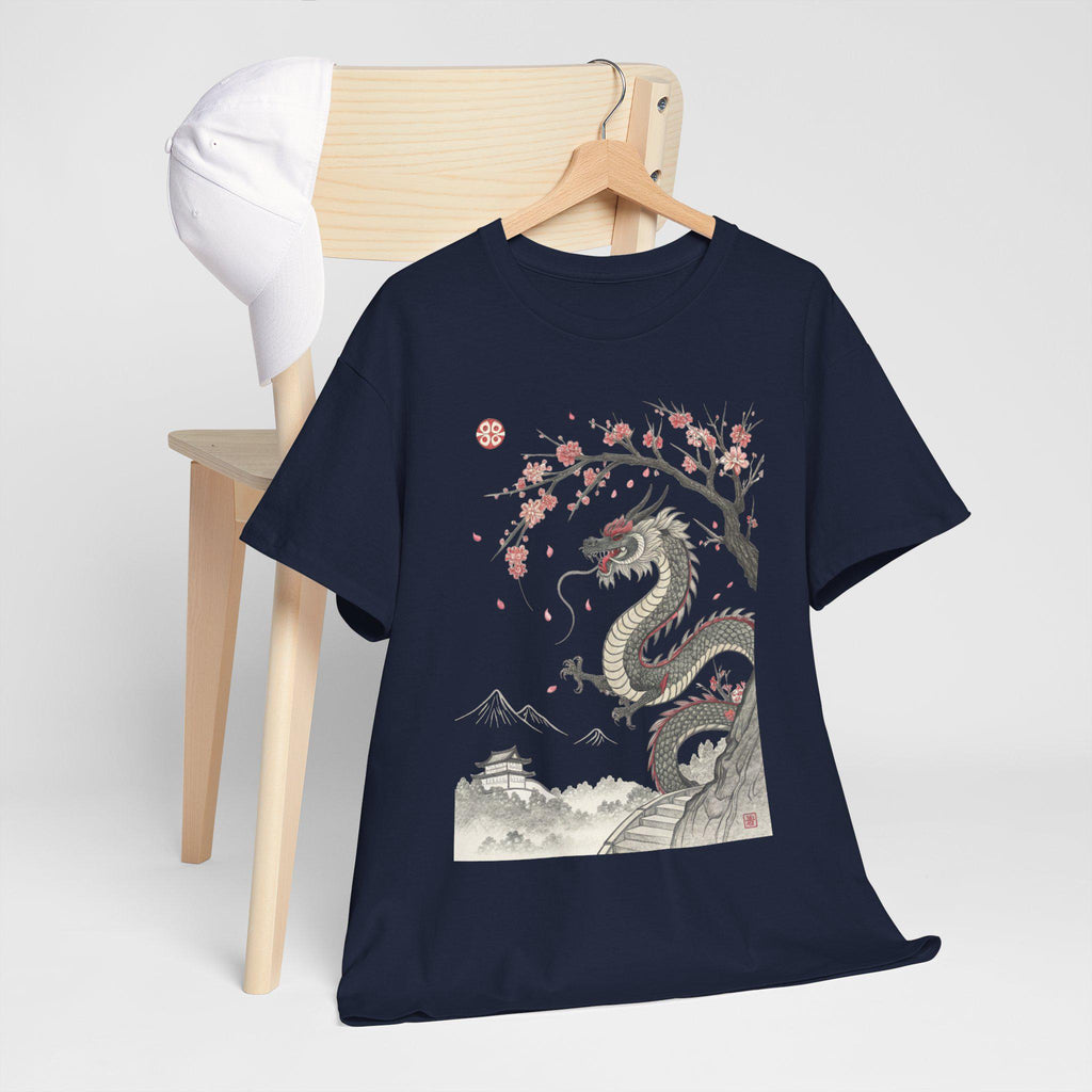 Vintage Japanese Dragon Graphic Tee: Retro Fantasy Shirt