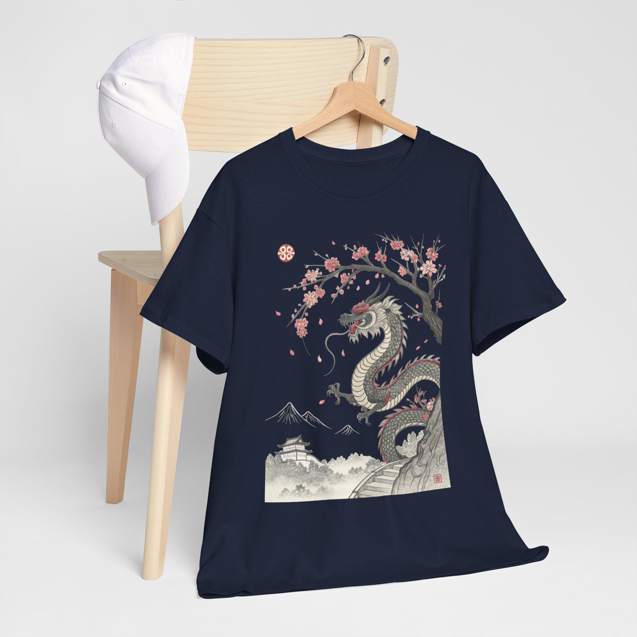 Vintage Japanese Dragon Graphic Tee: Retro Fantasy Shirt