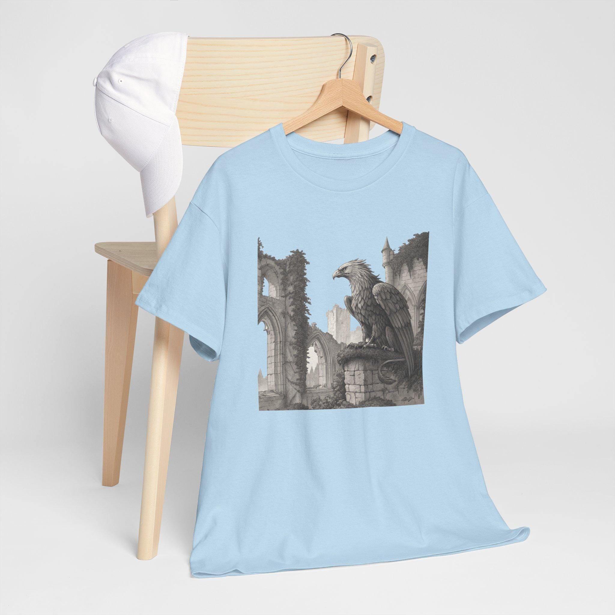 Griffin Gothic Ruins Tee: Medieval Fantasy Graphic Unisex Shirt