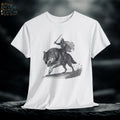 Knight Riding Wolf Graphic Tee: Medieval Fantasy Shirt