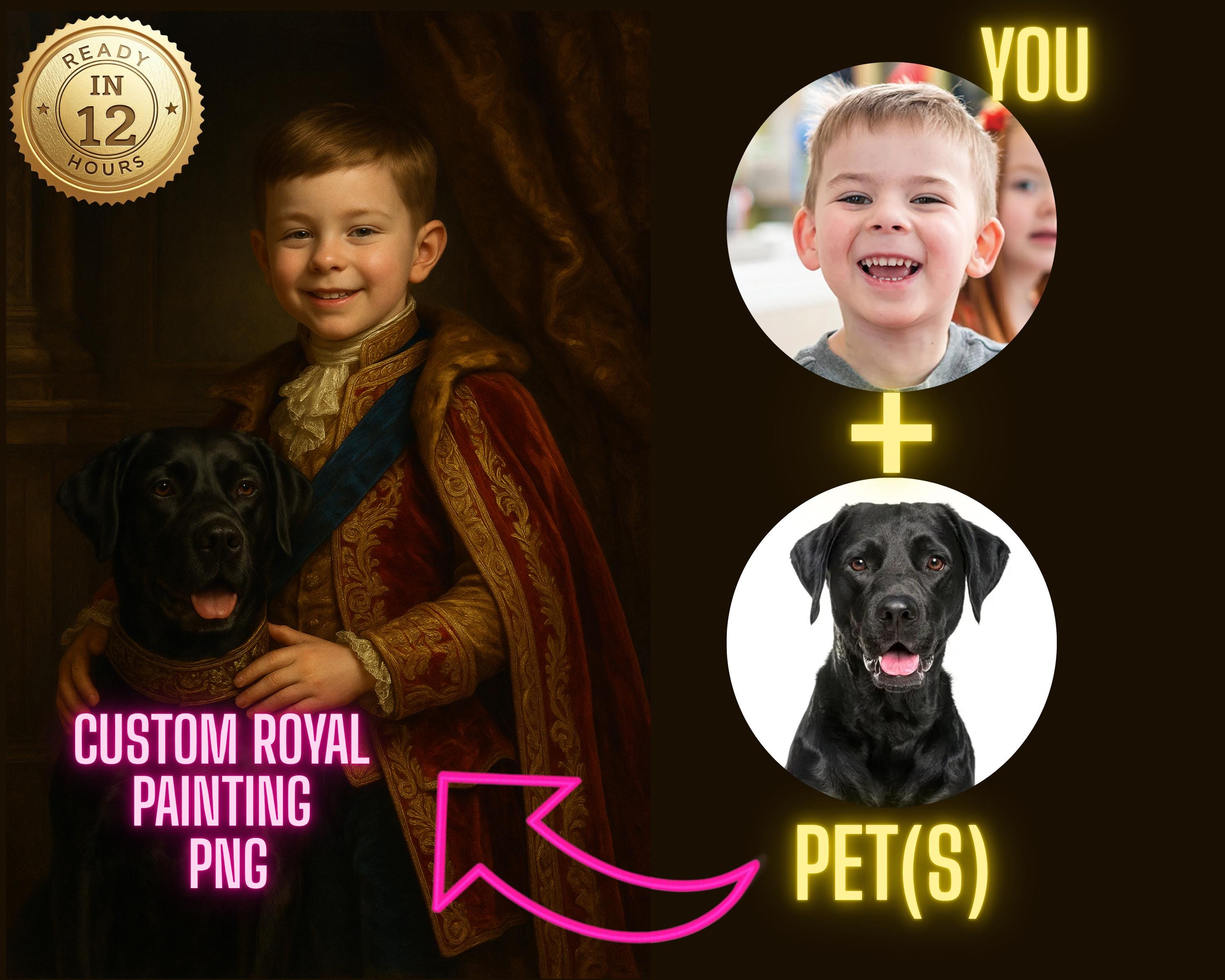 Custom Royal Pet Portrait: Renaissance Style Digital Painting (PNG Download)
