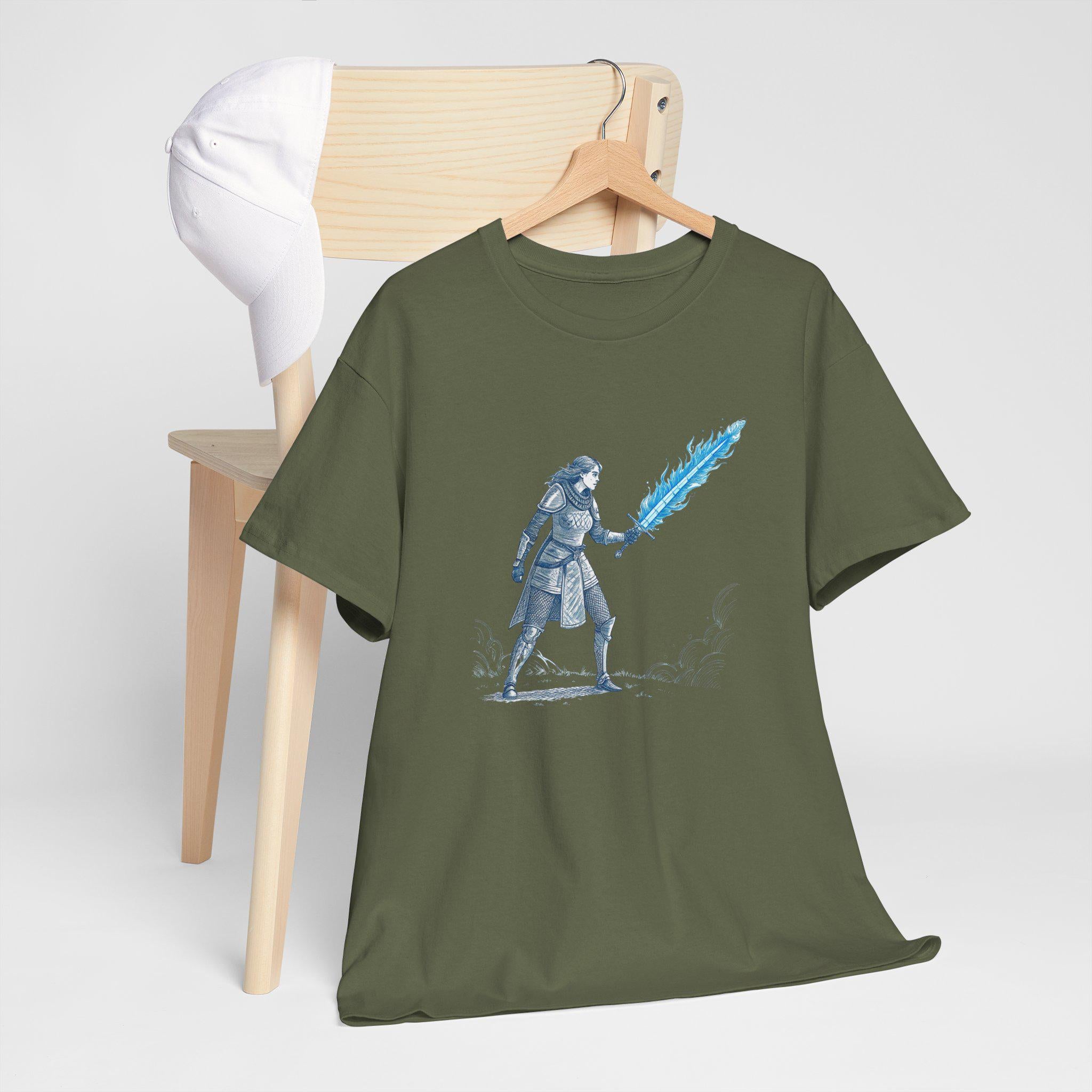 Female Knight T-Shirt: Medieval Sword Fantasy Graphic Tee
