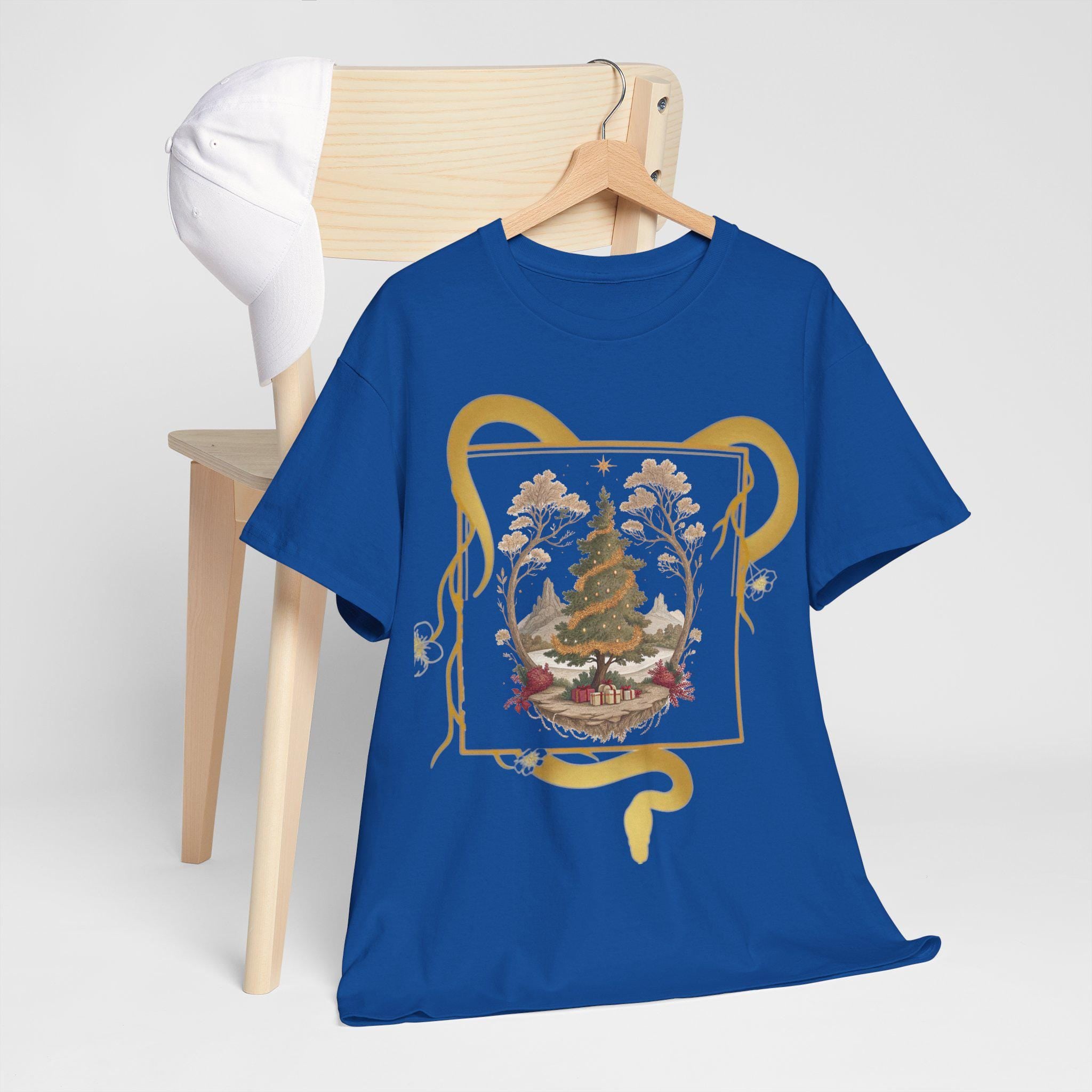 Yggdrasil Christmas Tree with World Serpent T-Shirt | Fantasy Norse Graphic Tee