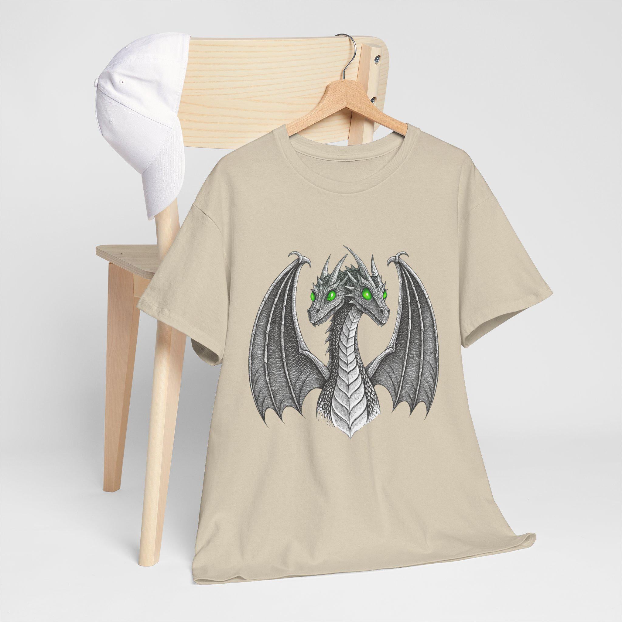 Two-Headed Dragon T-Shirt: Hand-Drawn Medieval Gothic Fantasy Tee