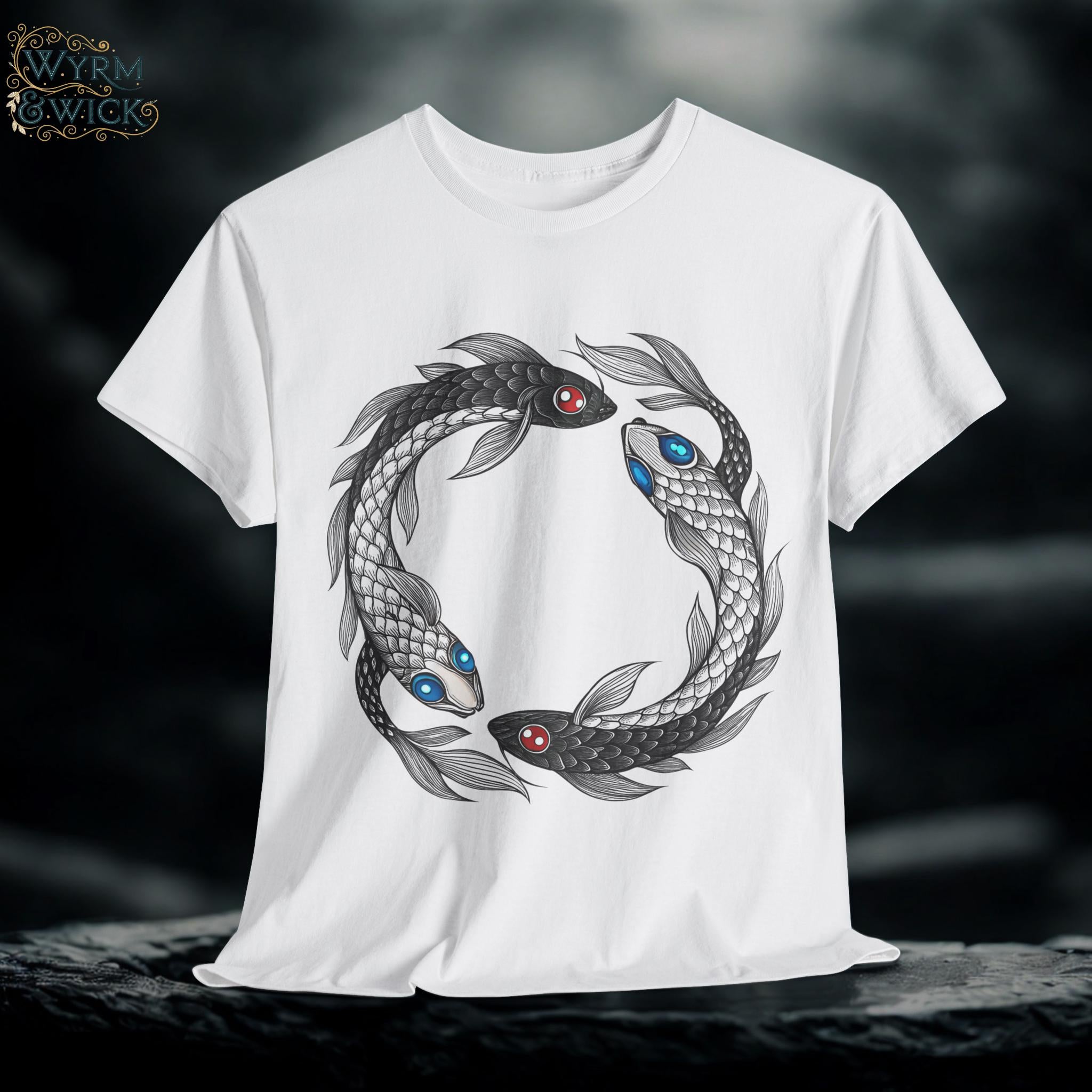 Mythical Koi Fish Graphic Tee: Hand-Drawn Sea Serpent Unisex T-Shirt