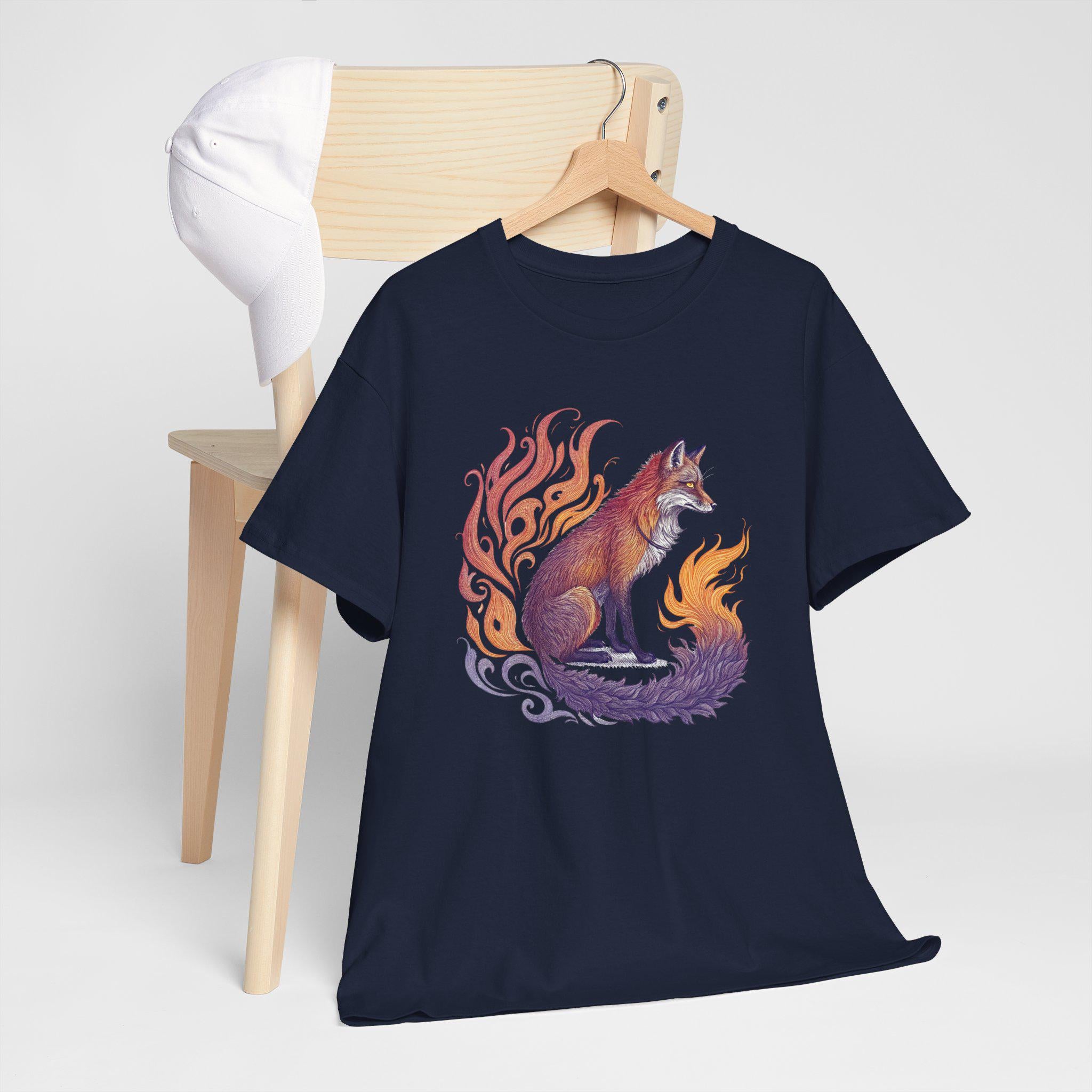 Mystical Fox Graphic Tee: Flamebound Fantasy Unisex T-Shirt