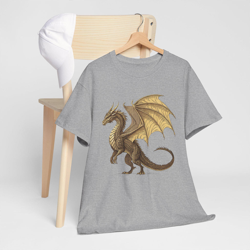Golden Dragon Graphic Tee: Medieval Fantasy Shirt