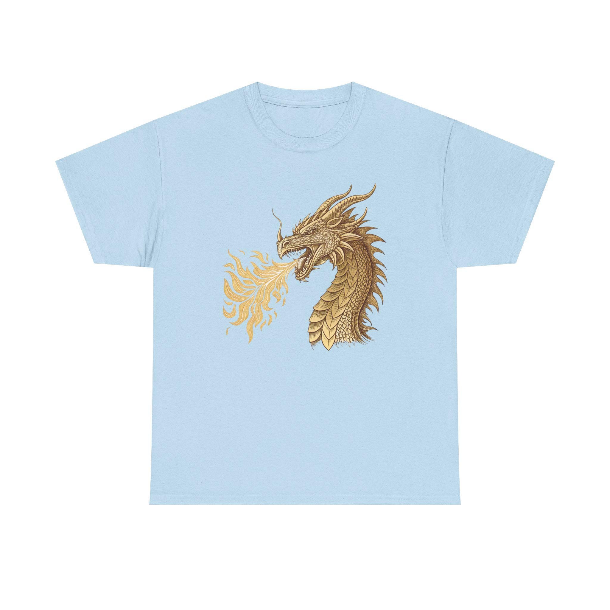 Golden Dragon Head Graphic Tee: Medieval Gothic Fantasy Shirt
