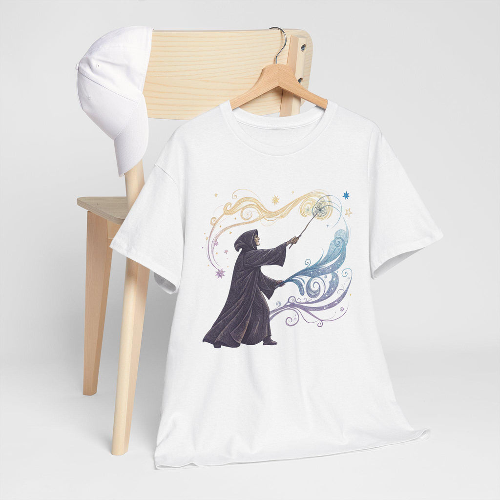 Cloaked Spellweaver T-Shirt: Hand-Drawn Fantasy Graphic Tee