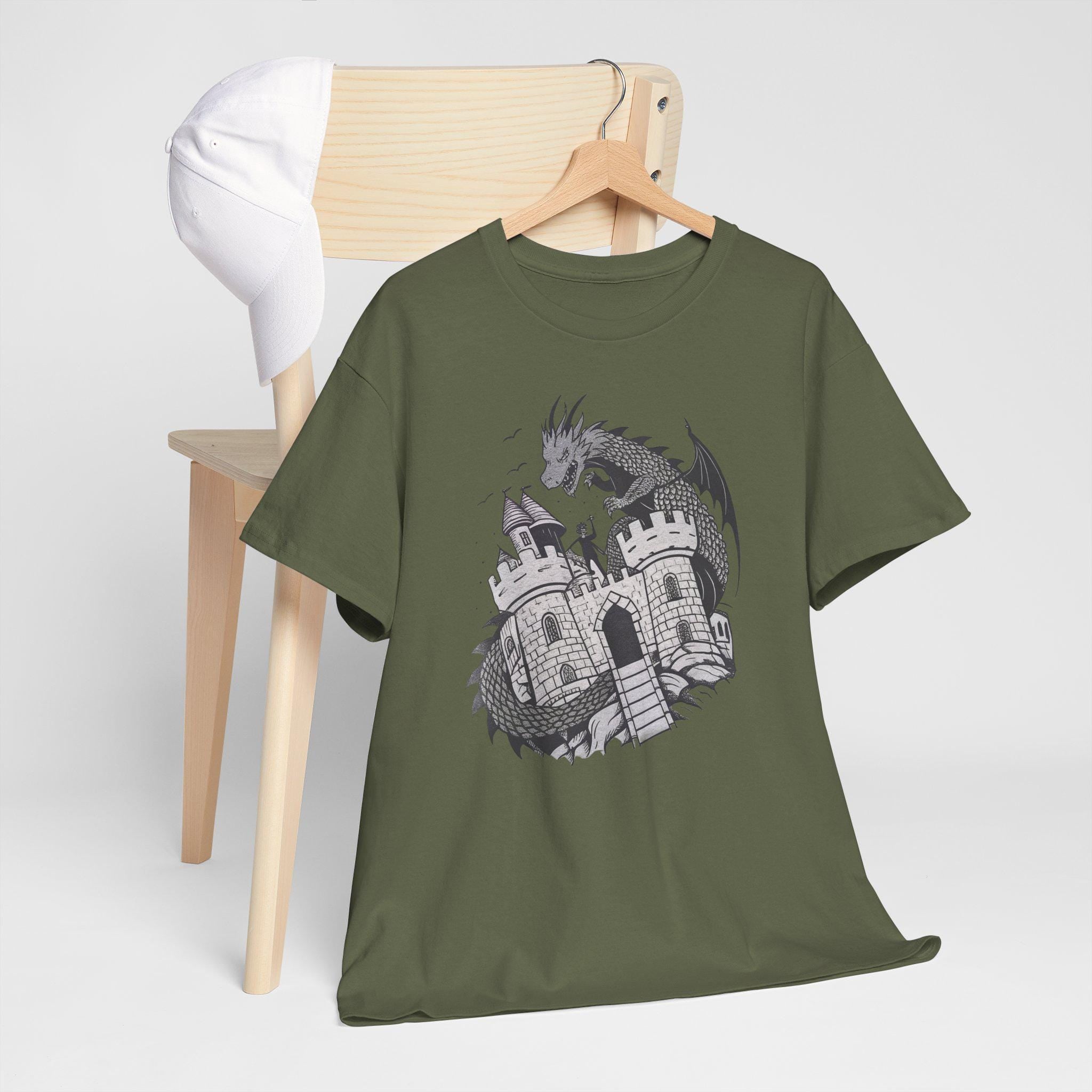 Dragon Castle Graphic Tee: Medieval Fantasy Shirt