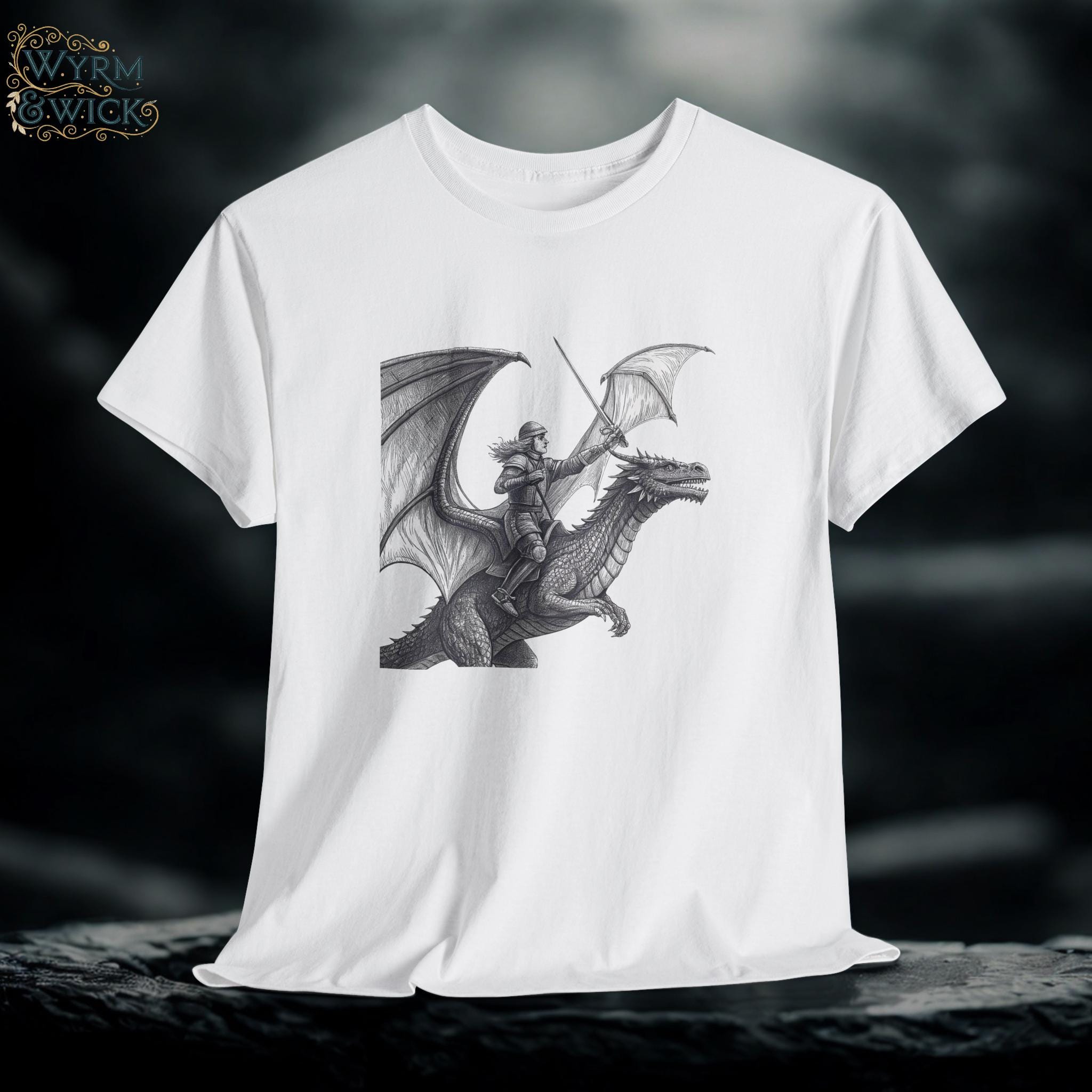 Dragonrider Graphic Tee: Mythical Fantasy Rider Cotton Shirt