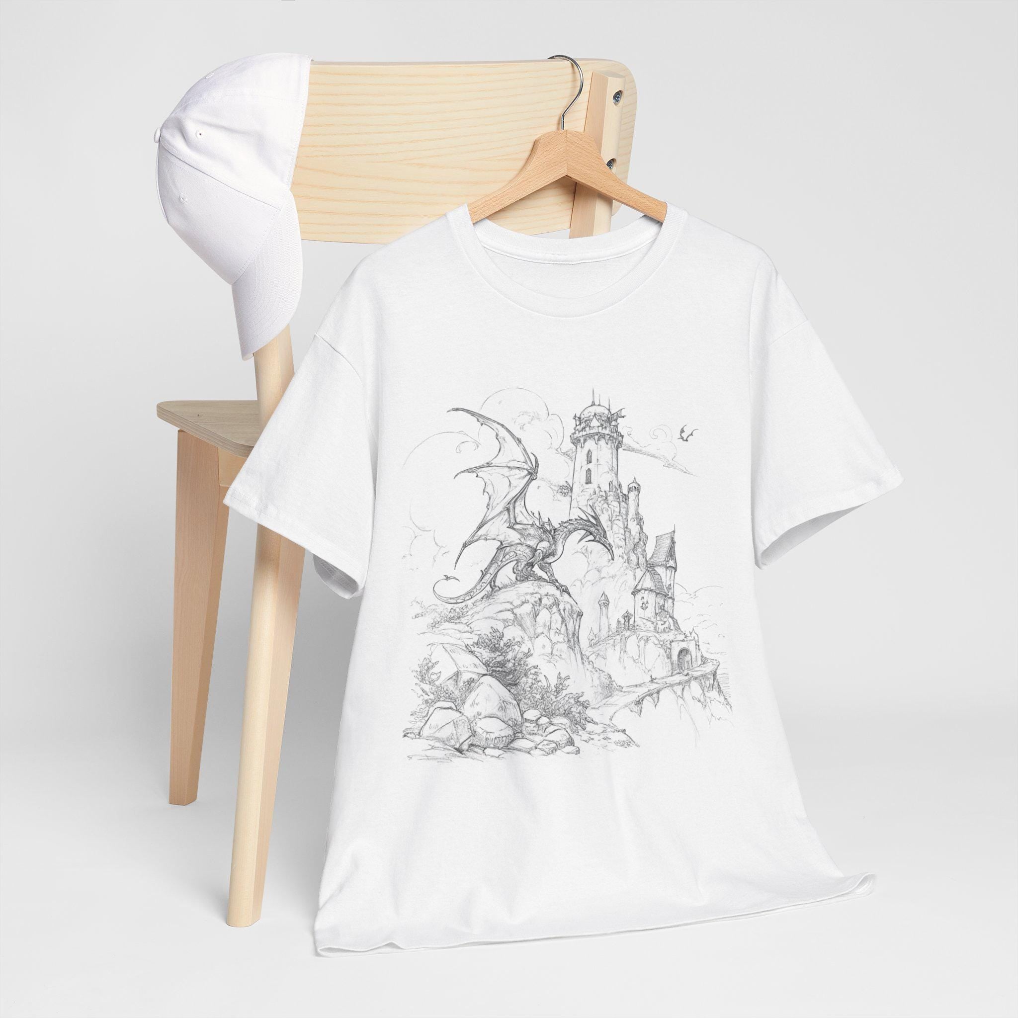Dragon Castle Graphic Tee: Medieval Fantasy Shirt