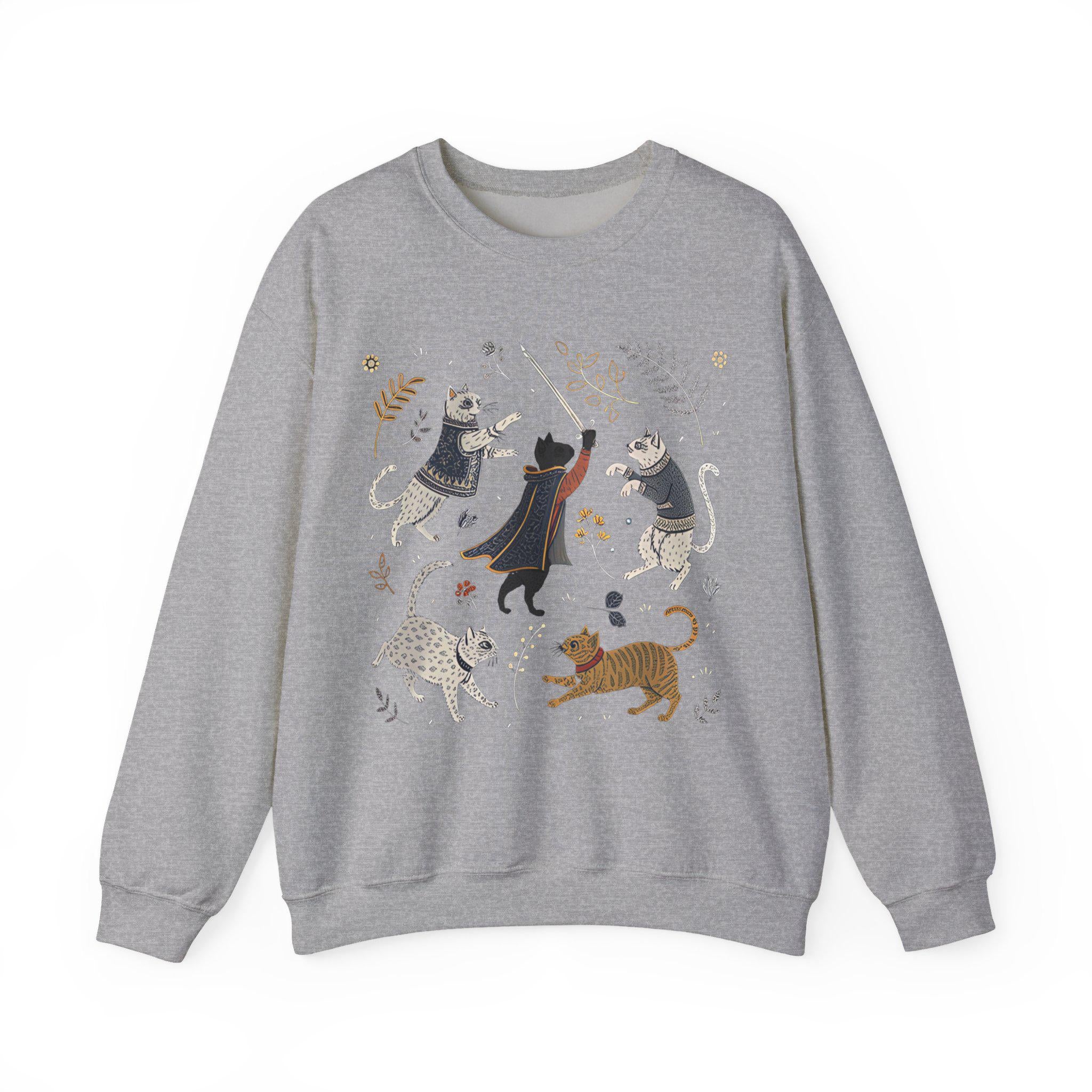 Castlecore Cats Crewneck Sweatshirt | Medieval Graphic