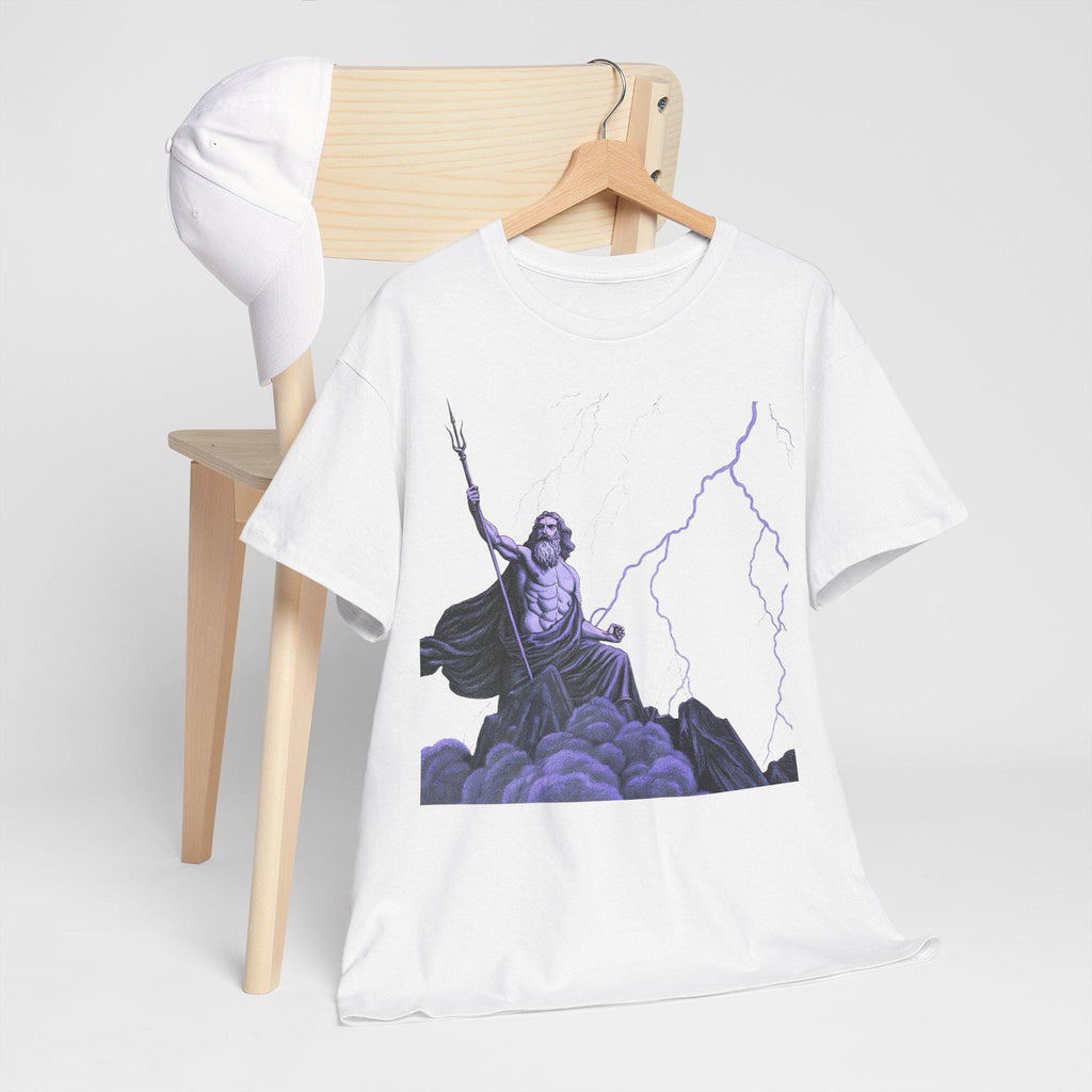 Zeus Lightning Graphic T-Shirt: Purple Greek Mythology Tee