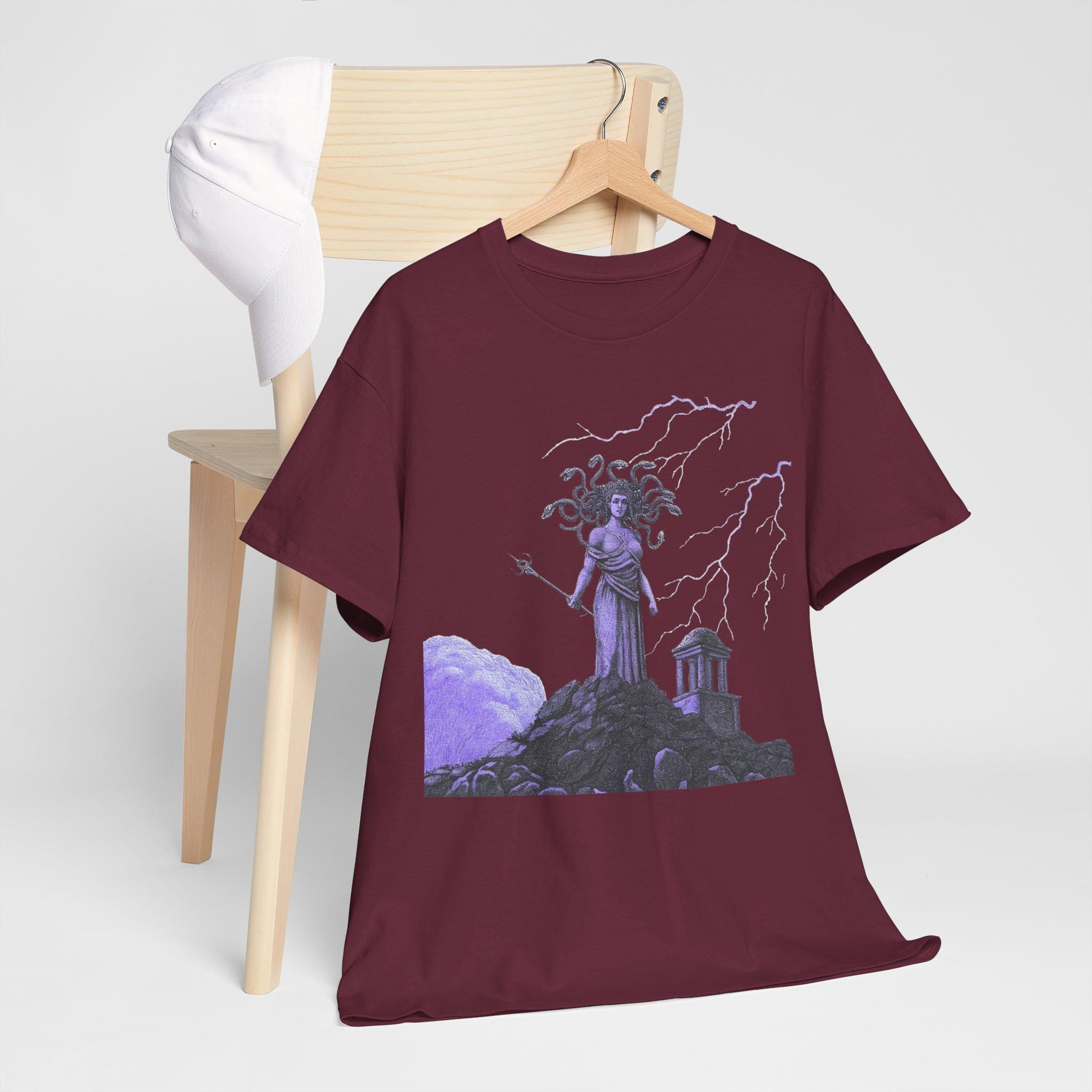 Purple Medusa Graphic Tee, Unisex Shirt, Mythology Fantasy Top, Mystic T-Shirt, Mythical Clothing Gift