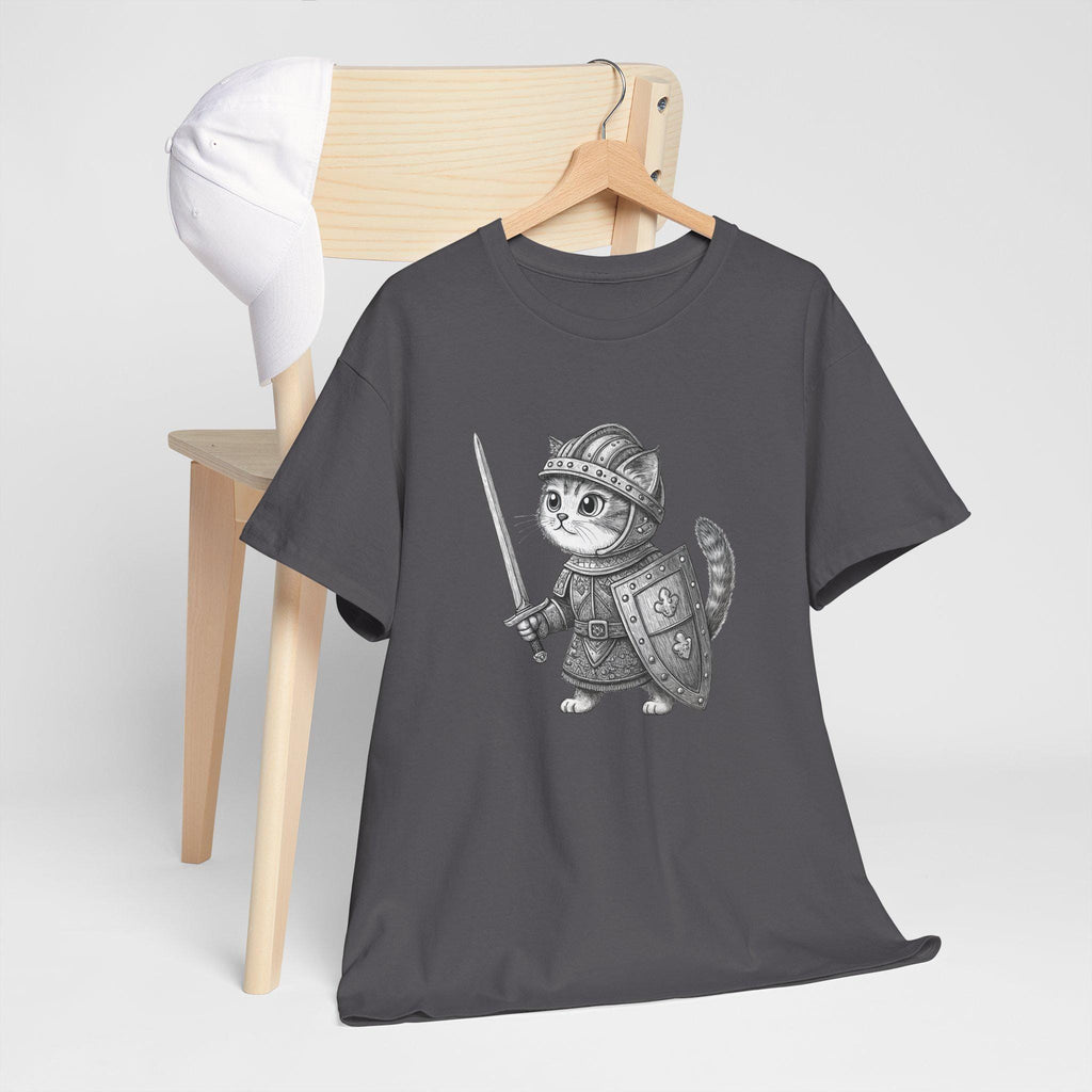 Armored Cat T-Shirt: Medieval Kitten Fantasy Graphic Tee