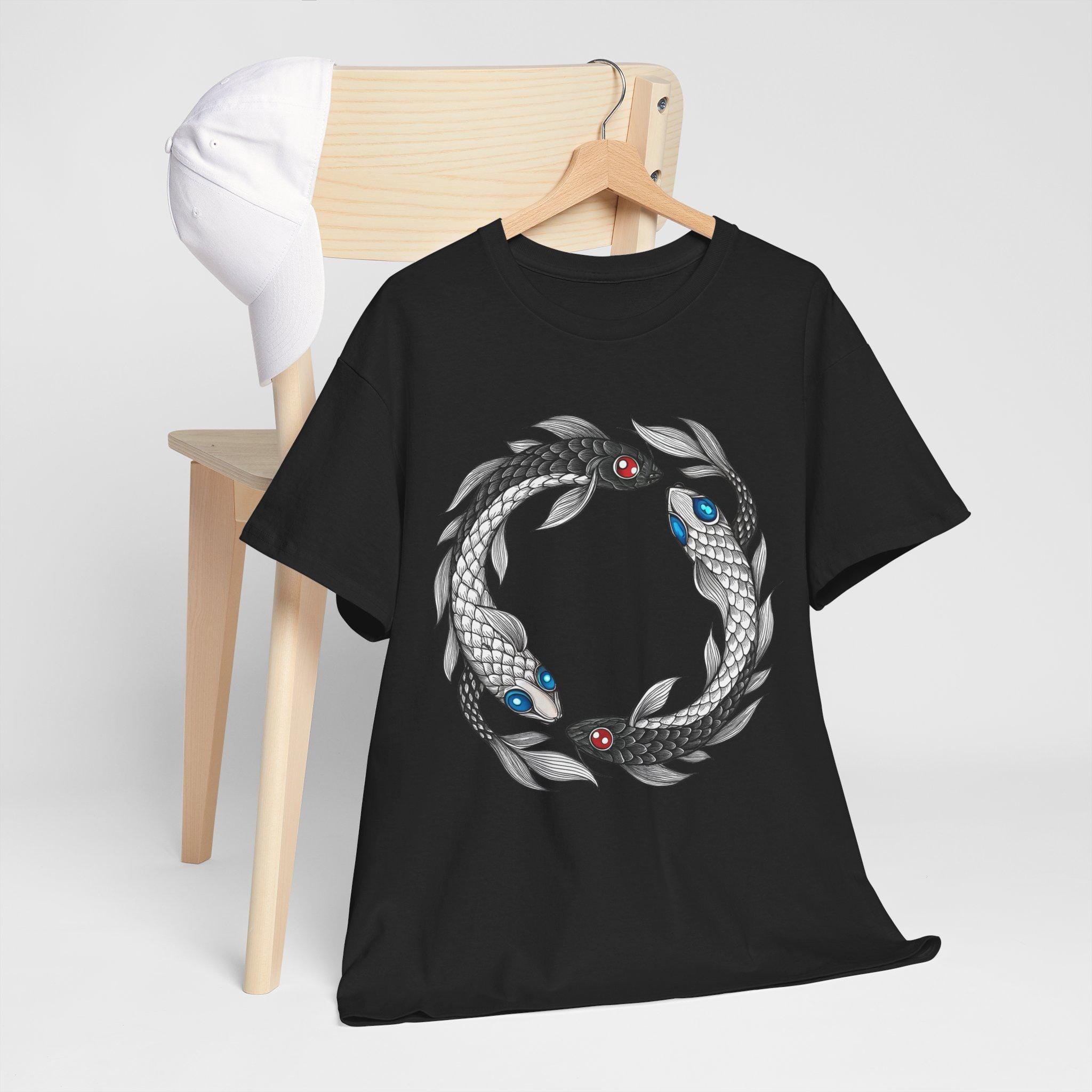 Mythical Koi Fish Graphic Tee: Hand-Drawn Sea Serpent Unisex T-Shirt