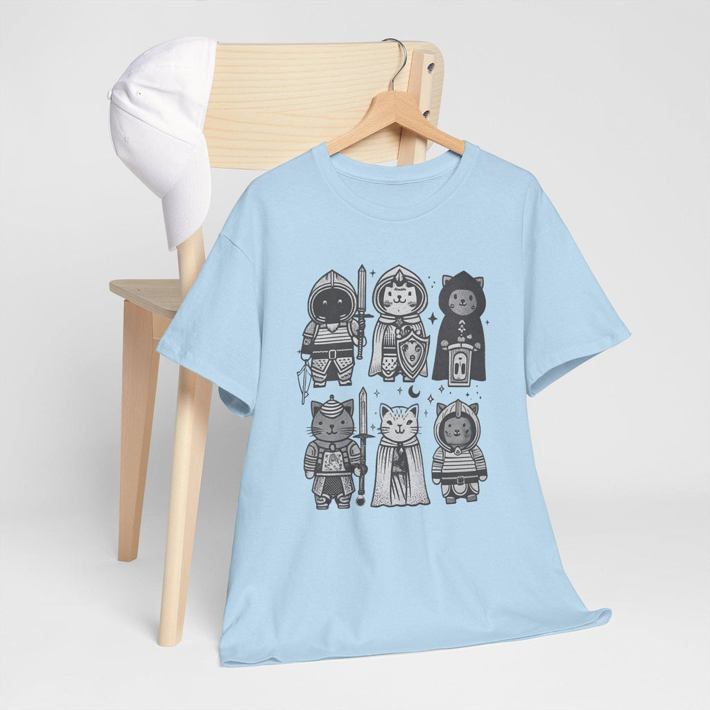 Medieval Cats Graphic Tee: Hand-Drawn Mystical Feline Shirt