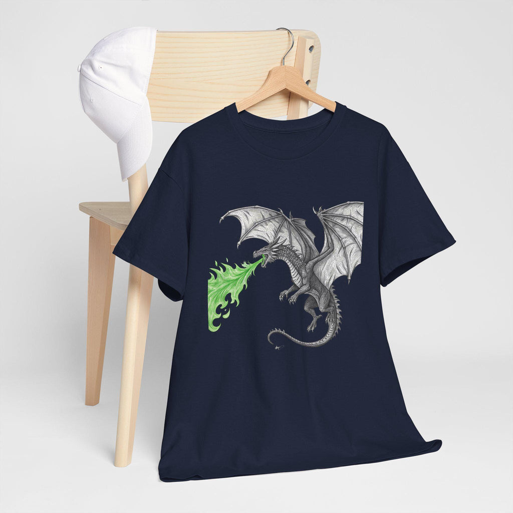 Dragon Breathing Fire Graphic Tee: Medieval Fantasy Unisex T-Shirt