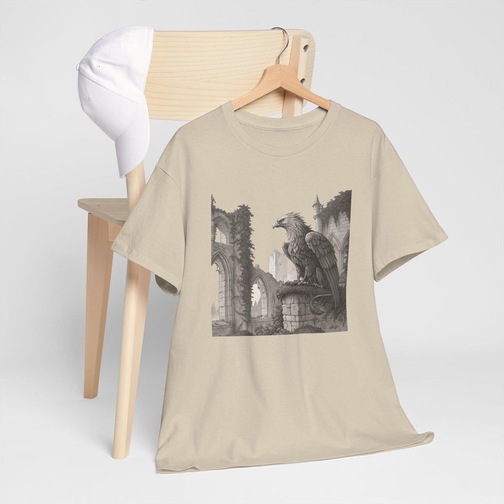 Griffin Gothic Ruins Tee: Medieval Fantasy Graphic Unisex Shirt