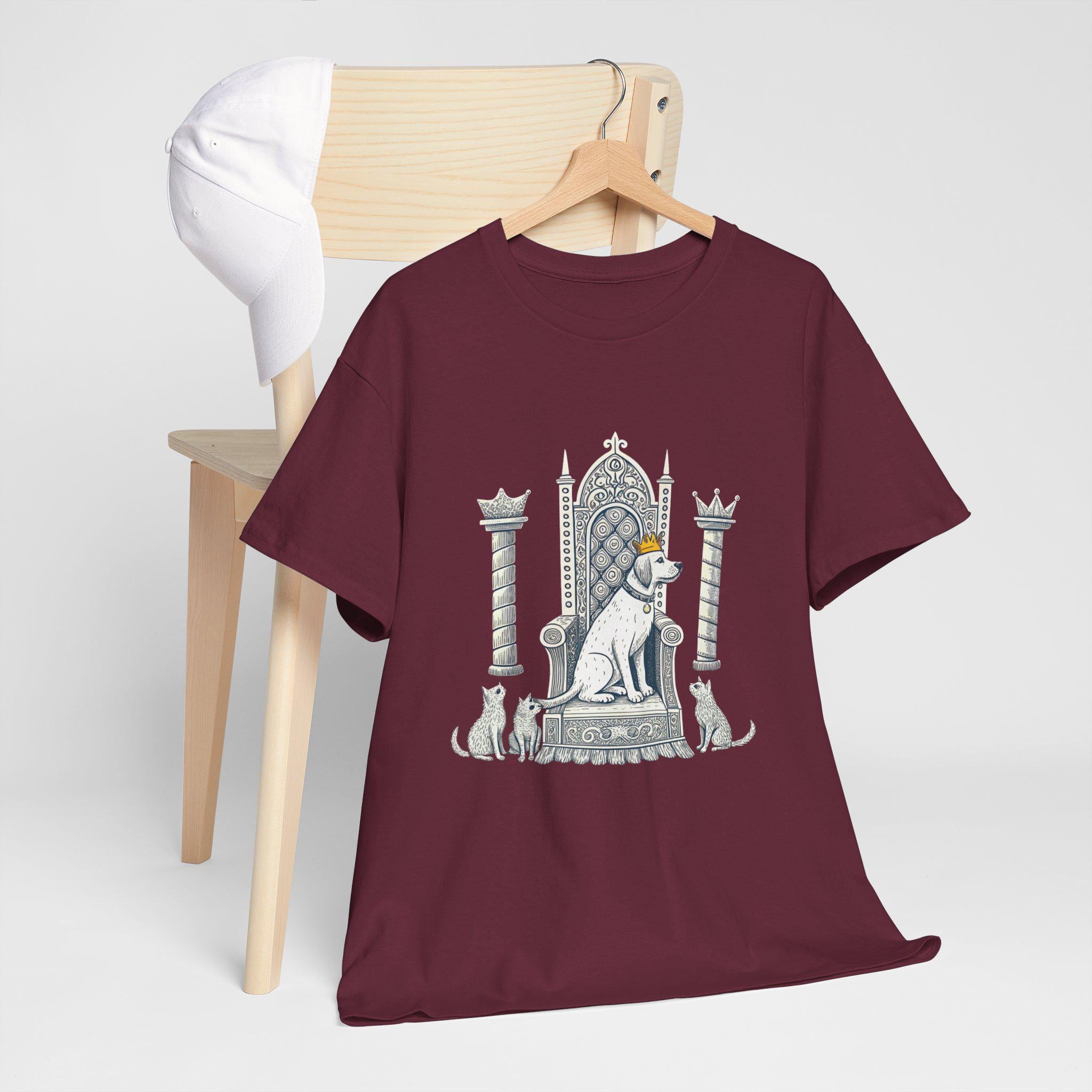 Medieval Dog King Graphic Tee: Fantasy Animal Kingdom Shirt