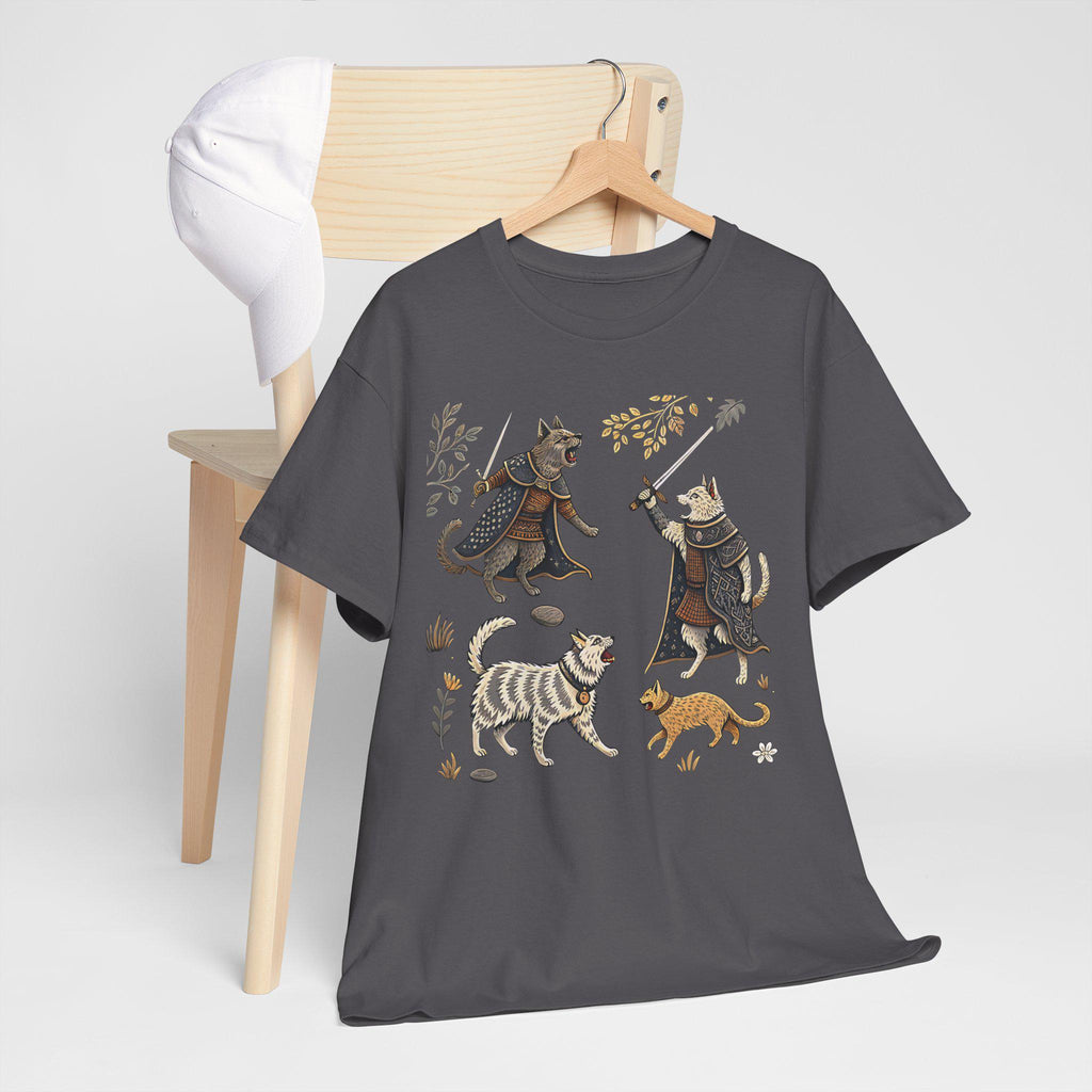 Medieval Cats and Dogs Graphic Tee: Castlecore Gothic Fantasy Shirt