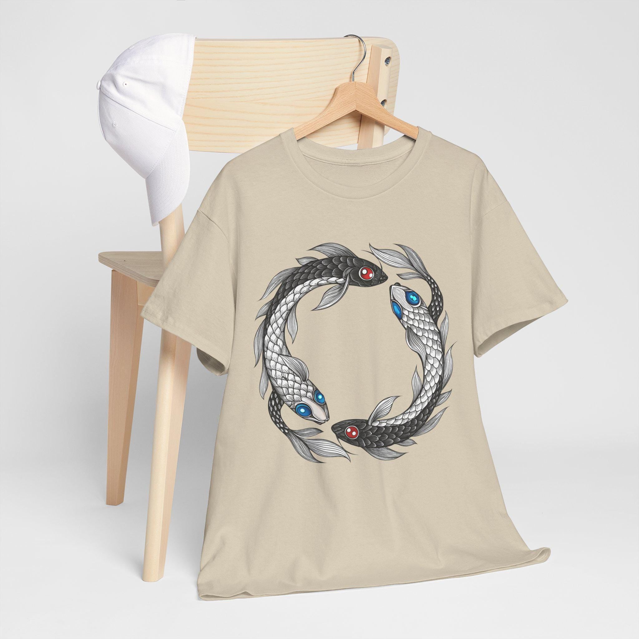 Mythical Koi Fish Graphic Tee: Hand-Drawn Sea Serpent Unisex T-Shirt