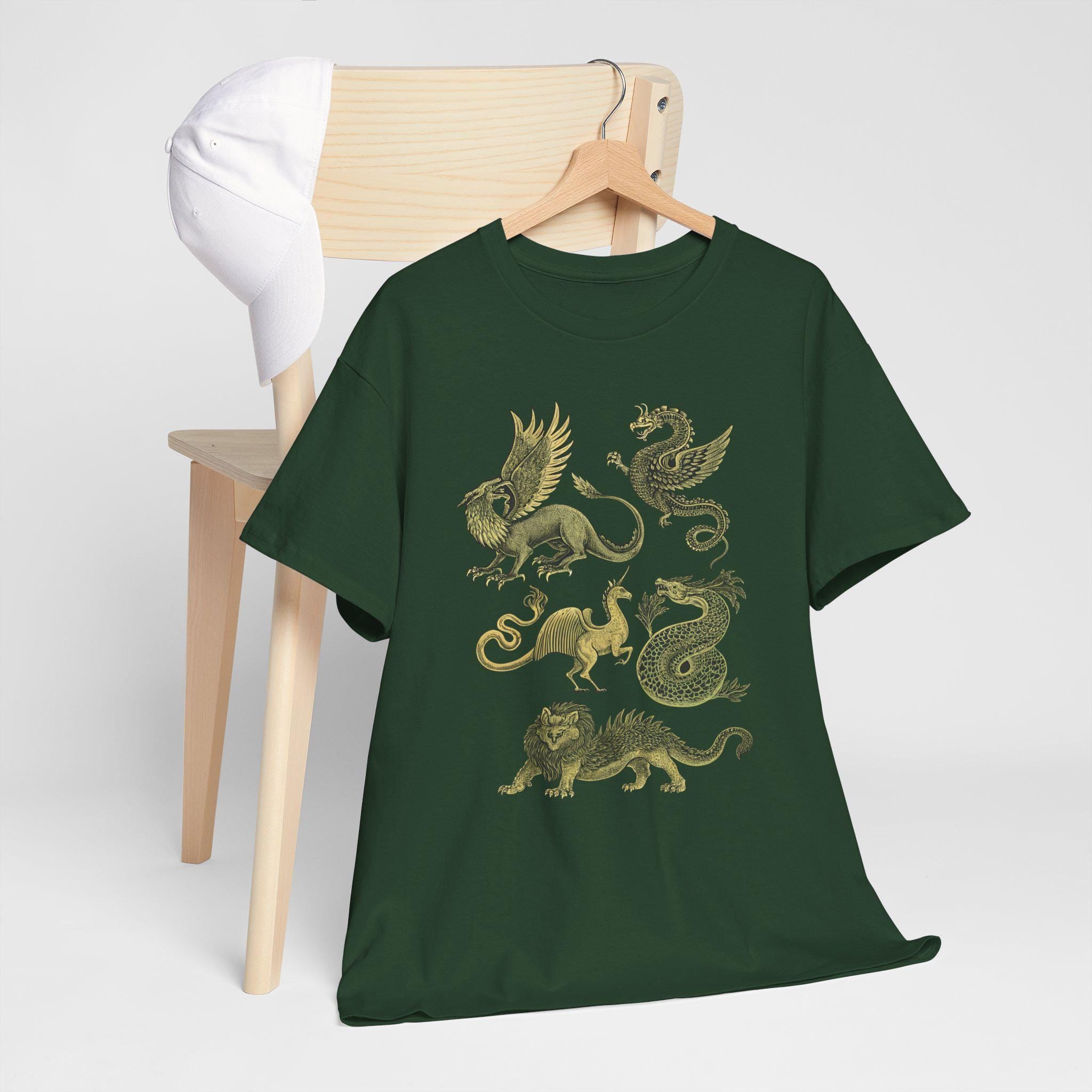 Fantasy Castlecore T-Shirt: Medieval Mythical Creatures Graphic Tee